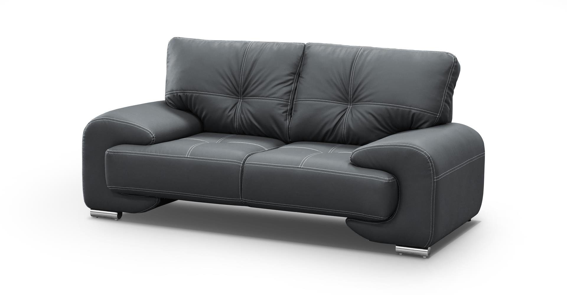 Beautysofa 2-Sitzer Zweisitzer Sofa Couch OMEGA Neu Anthrazit (dolaro 40)