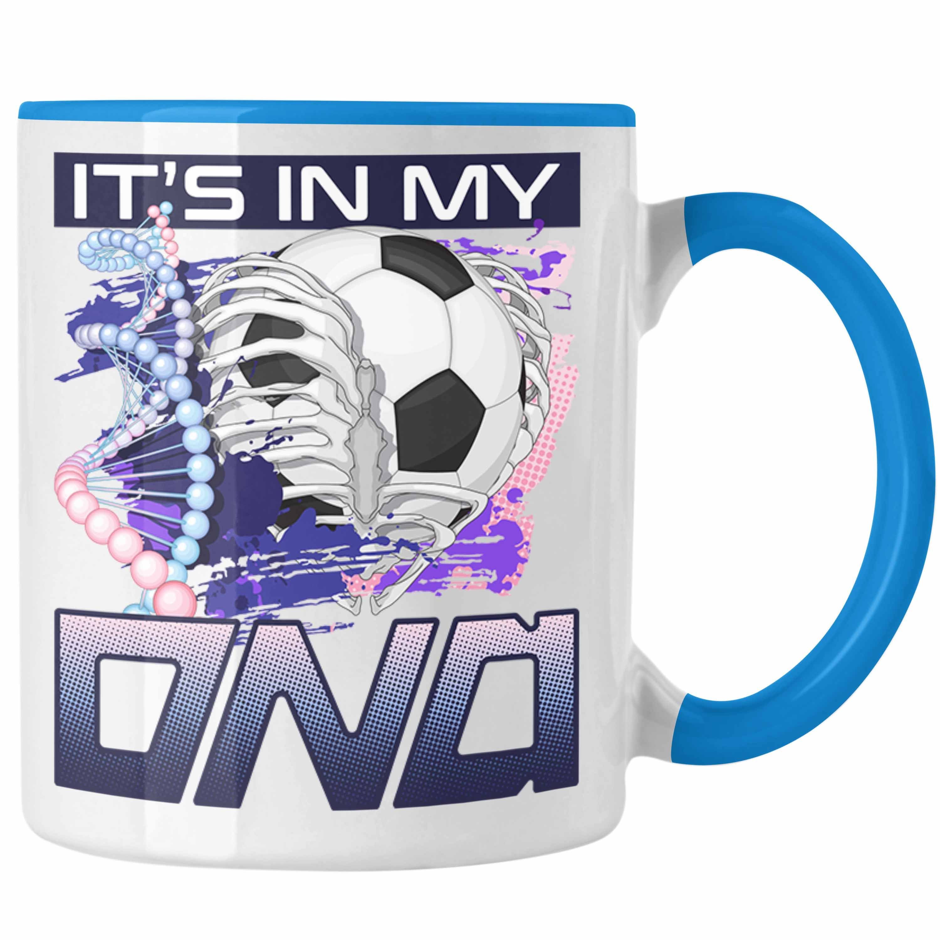 Trendation Tasse Trendation - Fußball Tasse Geschenk für Fussball Spieler Trainer Coach Blau