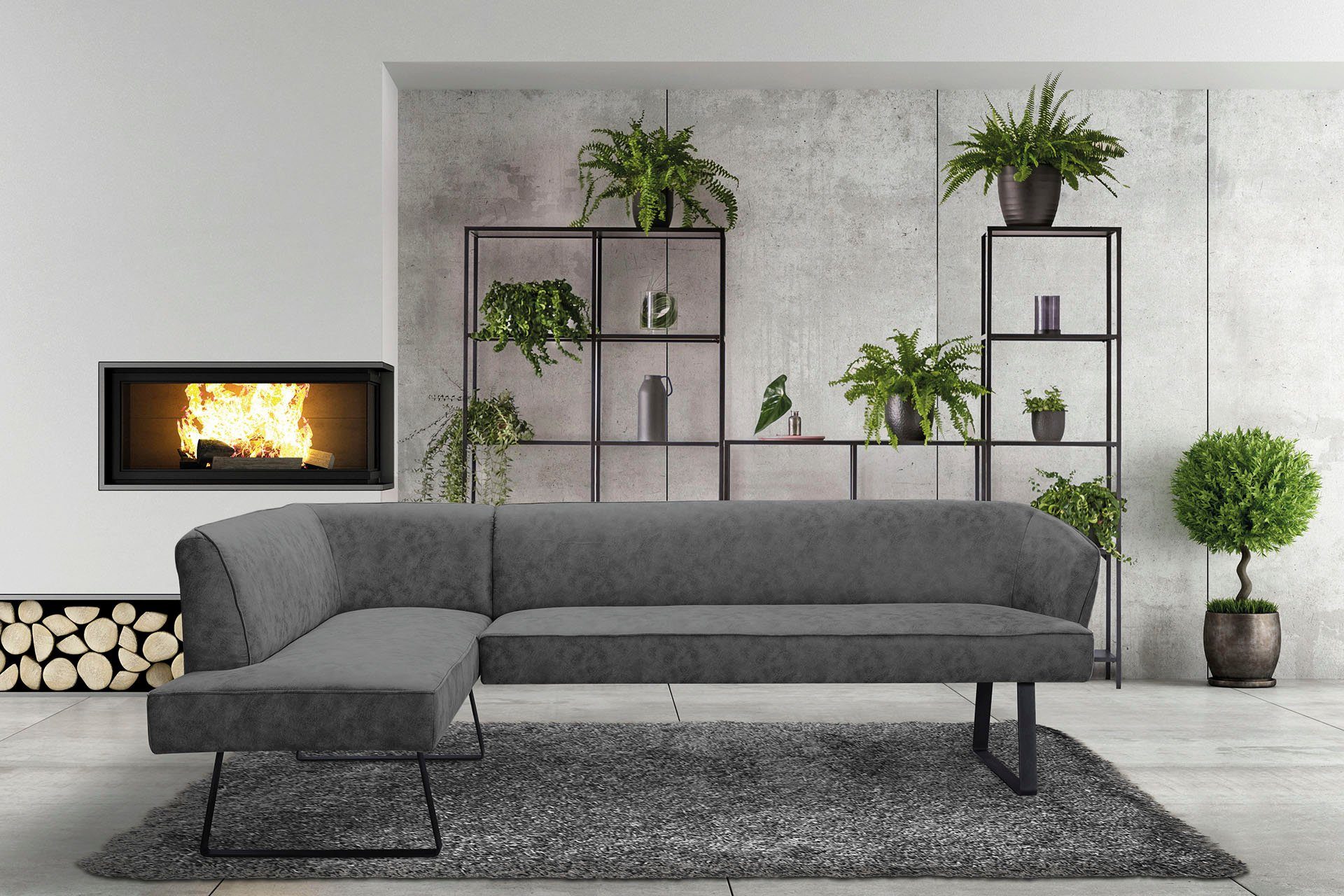 exxpo - sofa fashion Eckbank "Americano" mit Keder und Metallfüßen, Bezug i günstig online kaufen
