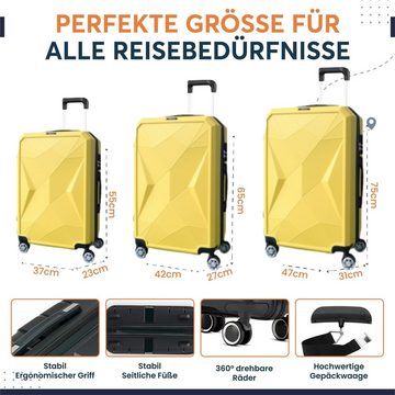 KESSMANN Kofferset 3 teilig Hartschalenkofferset M L XL Koffer + Digitale Kofferwaage, 4 Rollen, (Reisekofferset, 4 tlg., Schloss Teleskopgriff Gepäck Urlaub Zubehör Reise Hartschale Trolley), Reisetasche Kofferset groß mittel klein Handgepäck Gepäck Rollkoffer