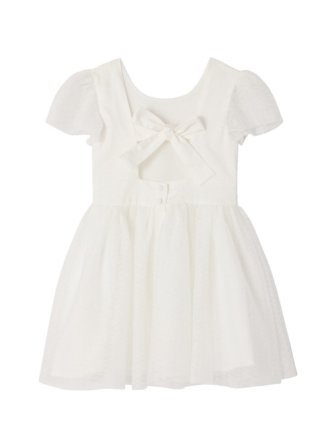 vertbaudet Minikleid Mädchen Festkleid mit Plumetis-Tüll und Schleife – Bild 2 von 5