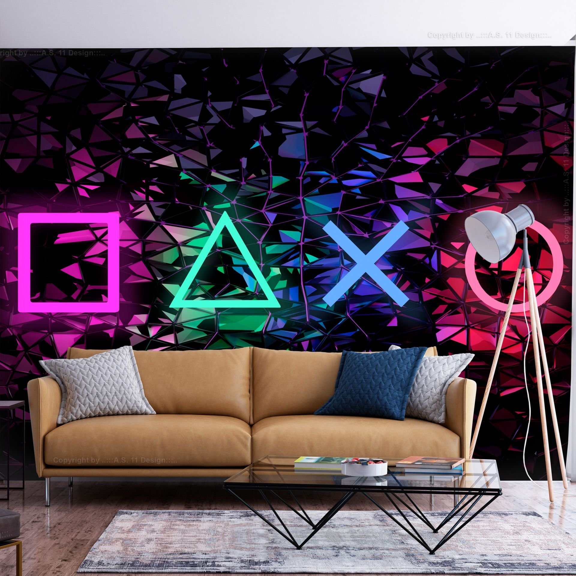 KUNSTLOFT Vliestapete Fun Symbols 0.98x0.7 m, Matt, lichtbeständige Design Tapete