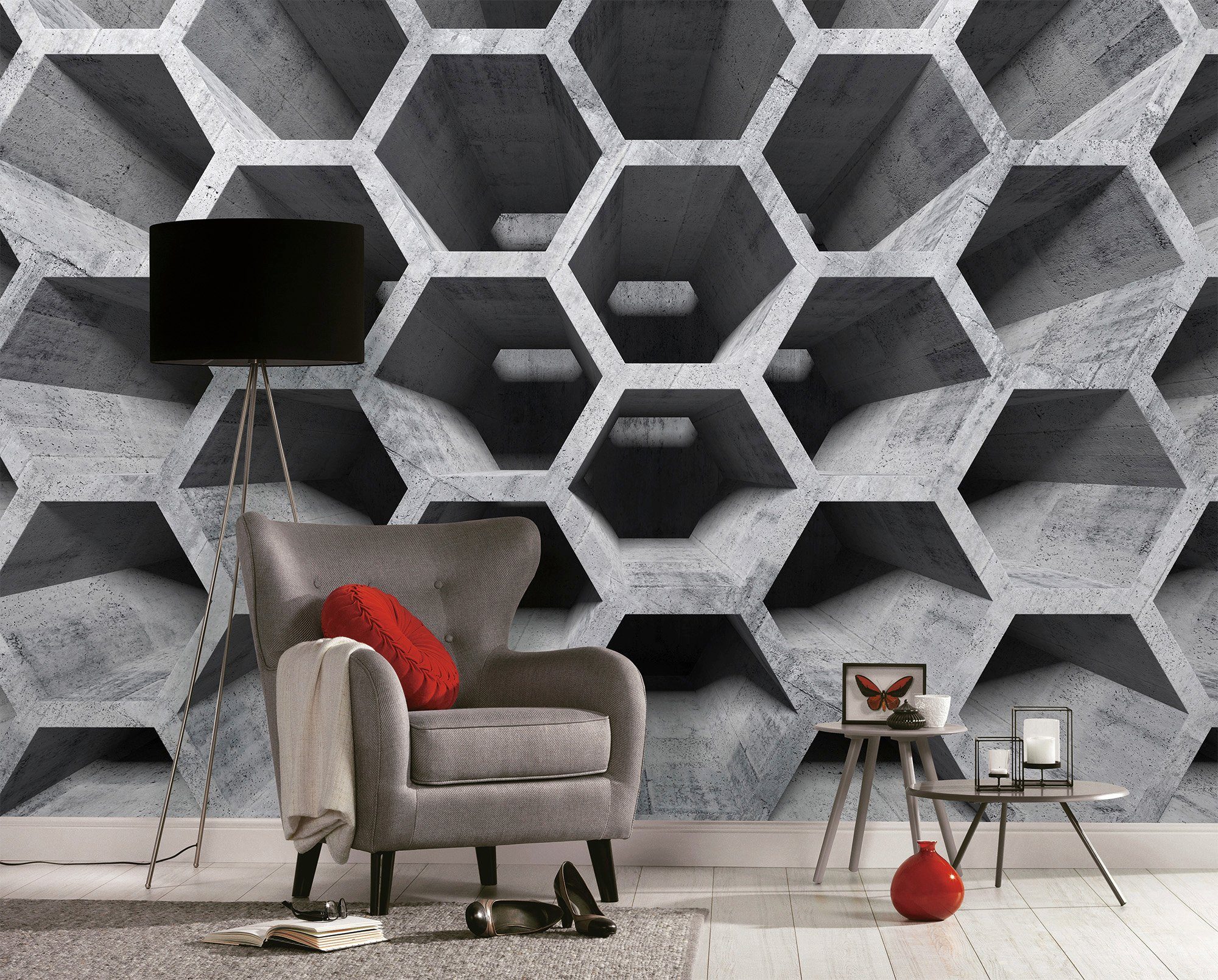 living walls Fototapete Designwalls Honeycomb Decke (5 St), Schräge, glatt, Vlies, 1, Wand, Structure