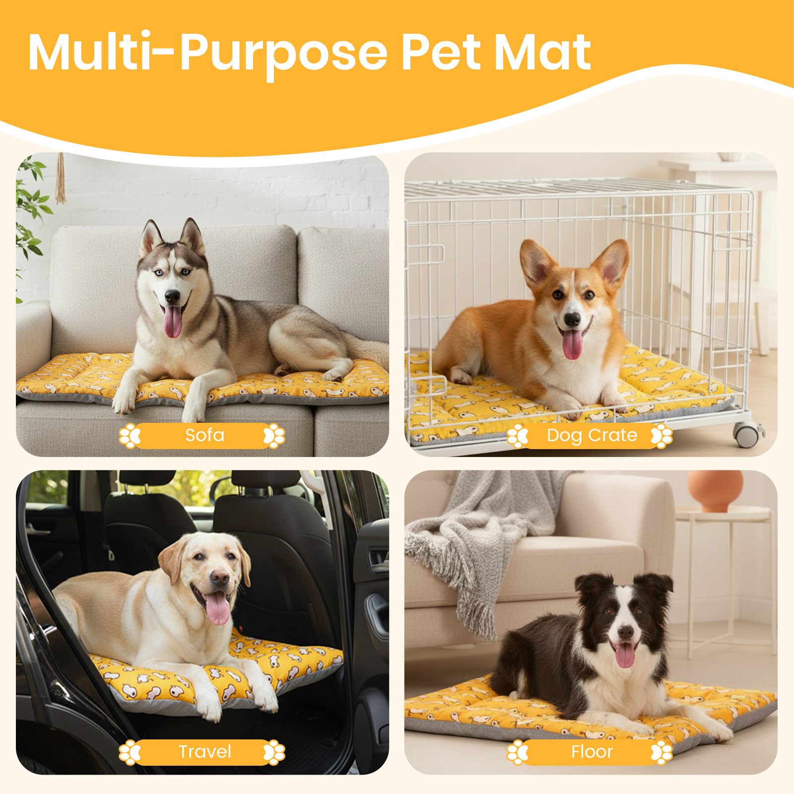 Dogat Tierbett Wende-Hundematte S–XL, Atmungsaktiv, waschbar, Dünnes Hundekissen mit Entenmuster – Bild 5 von 5