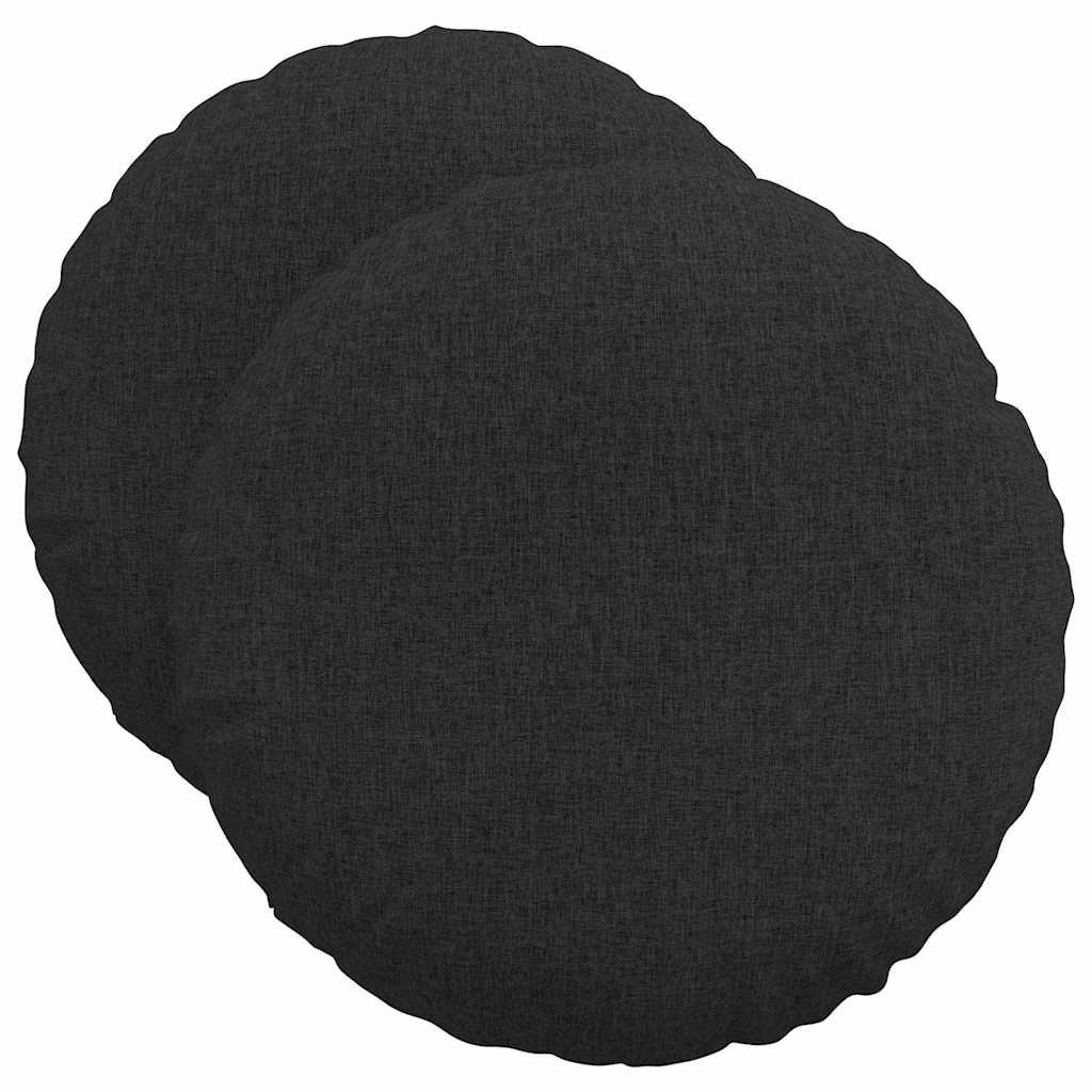 vidaXL Sitzauflage Sitzkissen 2 stk. Stoff Schwarz Ø50 x 19 cm, (2 St)