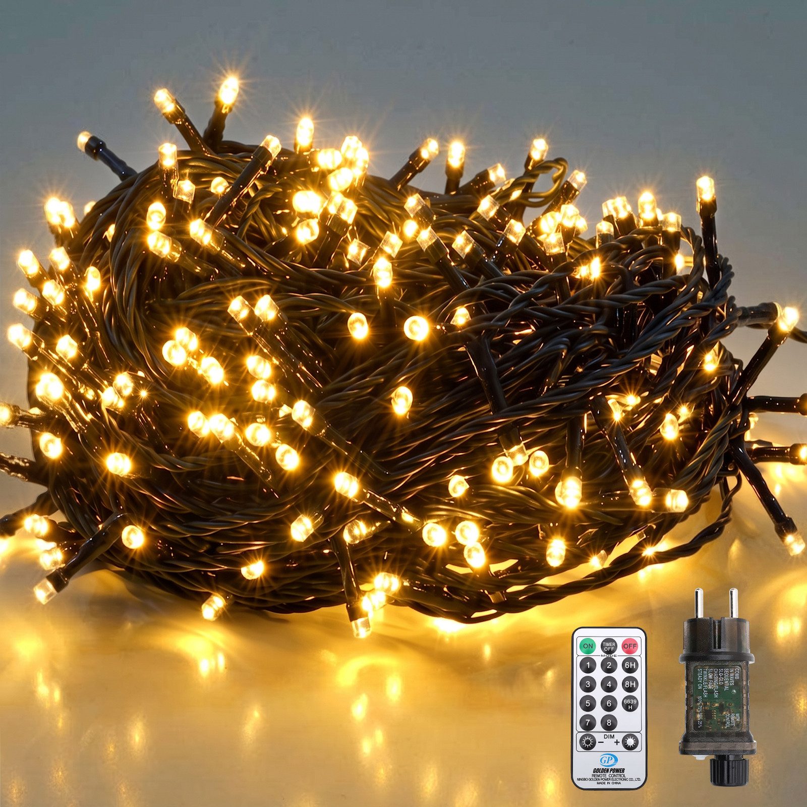 Salcar LED-Lichterkette 2m-100m LED Lichterkette Weihnachtsbaum 20-1660er LED Weihnachtsdeko, 23m 360 LED mit Fernbedienung, 8 Modi und Memory, 31V