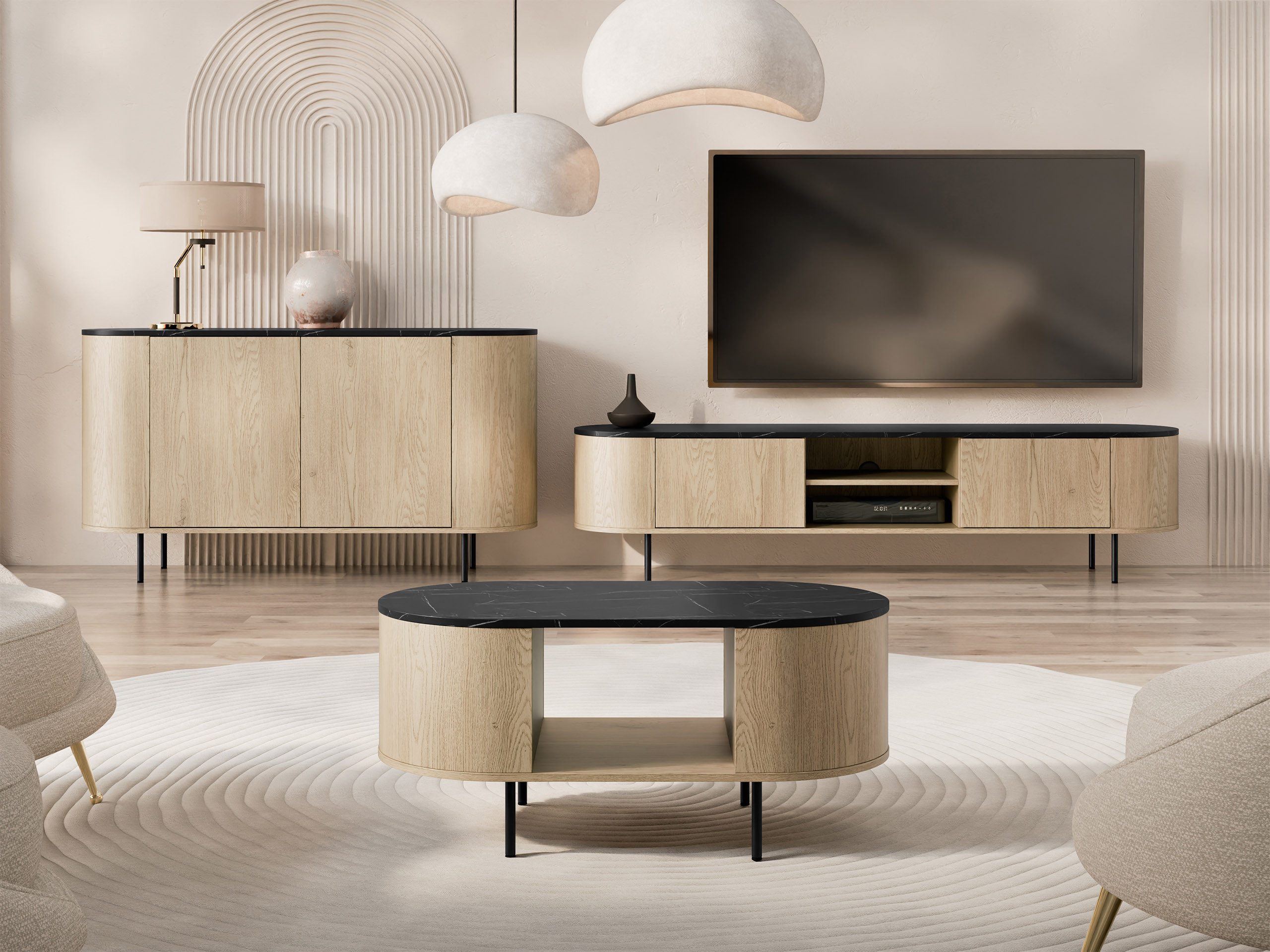 MIRJAN24 Wohnzimmer-Set Lygrint I, (3er-Set, Kommode, günstig online kaufen