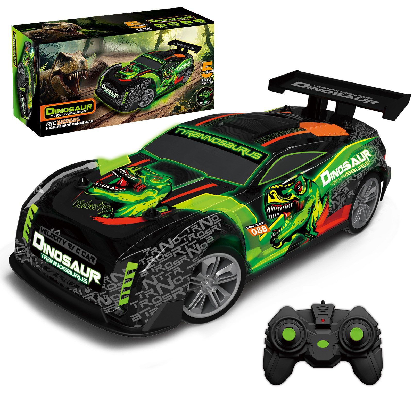RC-Auto Ferngesteuertes Dinosaurier Auto ab 3 4 5 6 8 Jahre, RC Drift Car 1:18