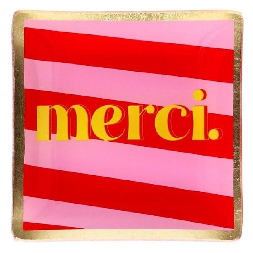 Giftcompany Servierschale Glasteller Love Plates Merci Rosa Rot (10x10cm)