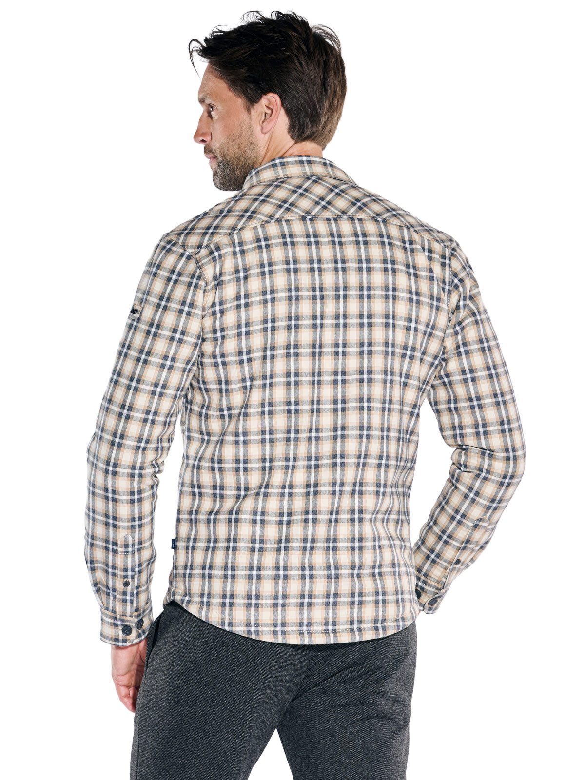 Engbers Langarmhemd Herren Overshirt kariert, Braunbeige