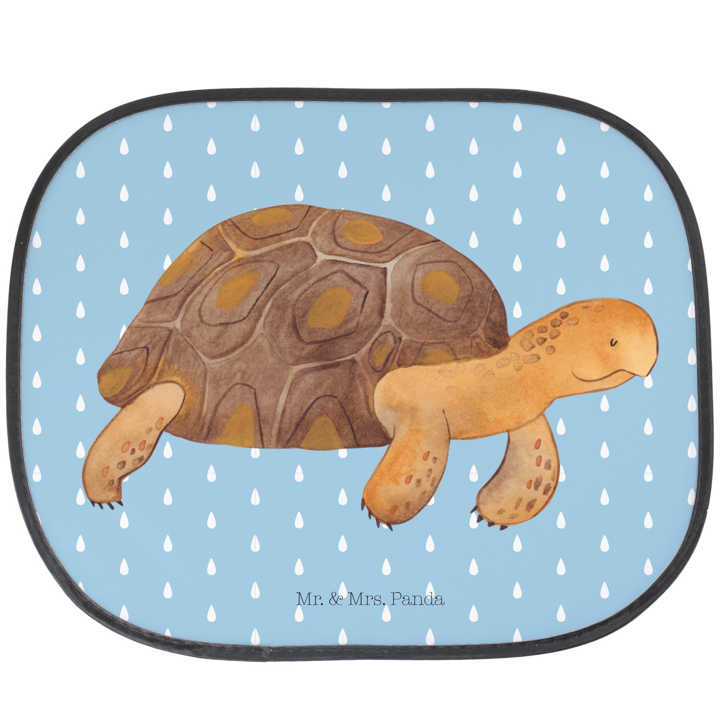 Sonnenschutz Schildkröte marschiert - Blau Pastell - Geschenk, Sonne, Meerestiere, Mr. & Mrs. Panda, Seidenmatt