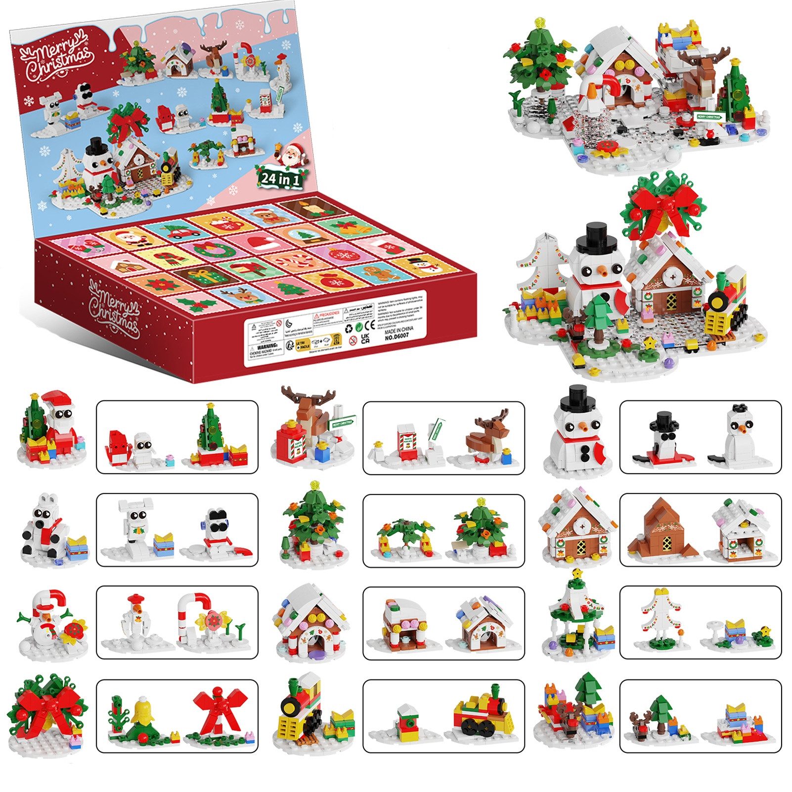 Esun Spielzeug-Adventskalender Adventskalender 2026 Kinder für Weihnachtsbaum Bauspielzeug, Bausteine (Set, 905-tlg), 24 in 1 Blocks Spielzeug Weihnachts für mädchen