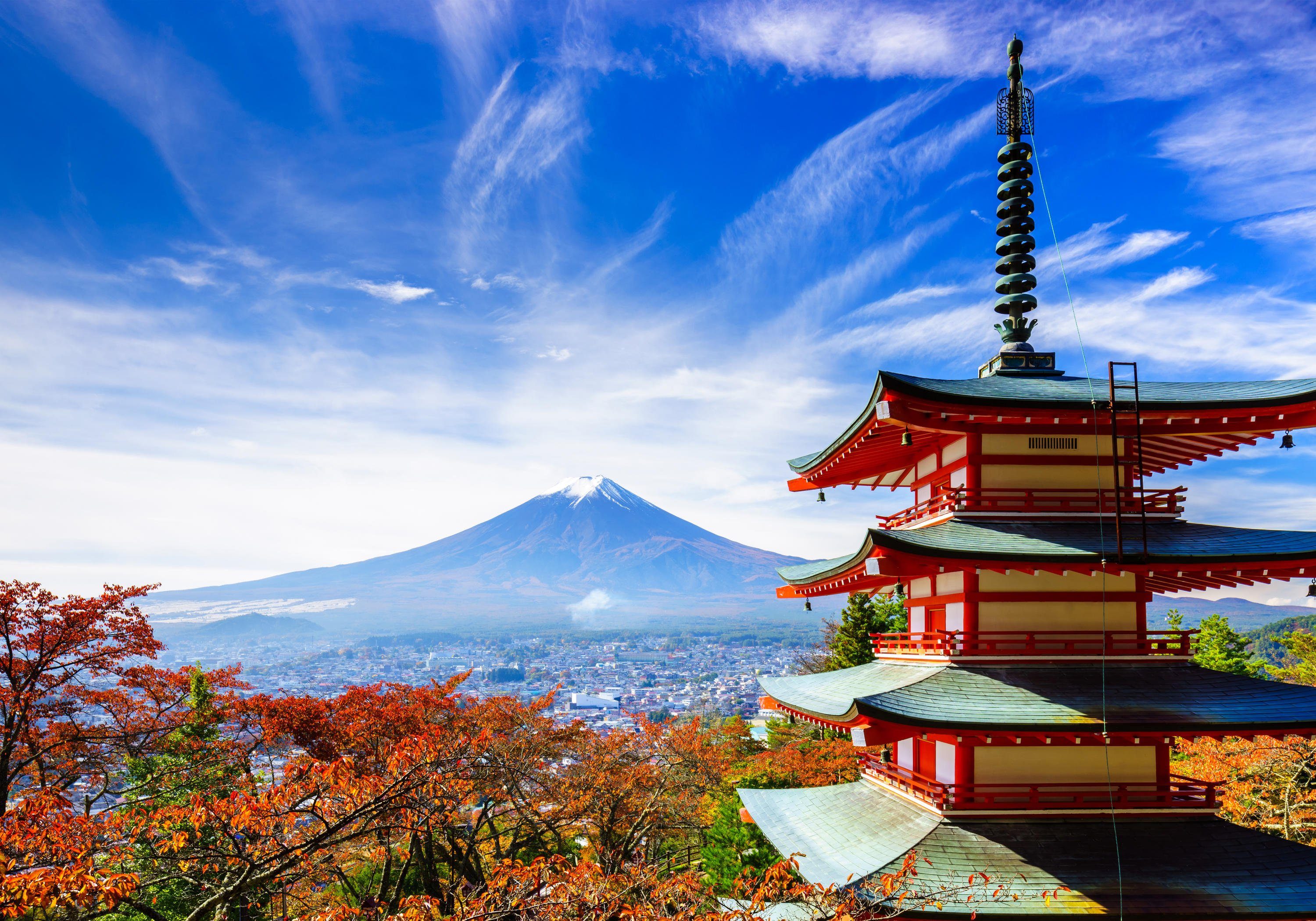 Mount Vliestapete Motivtapete, Wandtapete, glatt, matt, wandmotiv24 Fototapete Pagoda, Fuji-Chureito