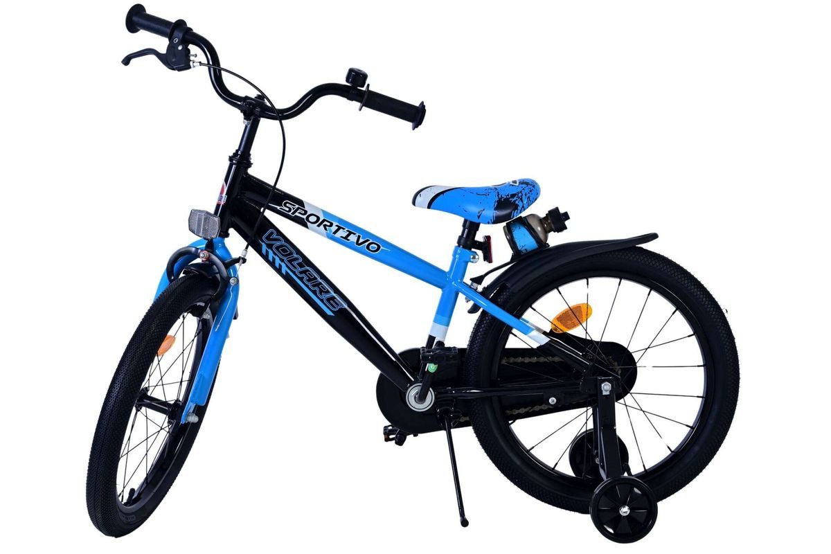 Volare Kinderfahrrad 18 Zoll Kinder Fahrrad Kinderfahrrad MTB Rad Bike Sportivo Blau 51862, 1 Gang, Rücktritt, Seitenständer, Schutzbleche, Trinkflasche, Kettenschutz