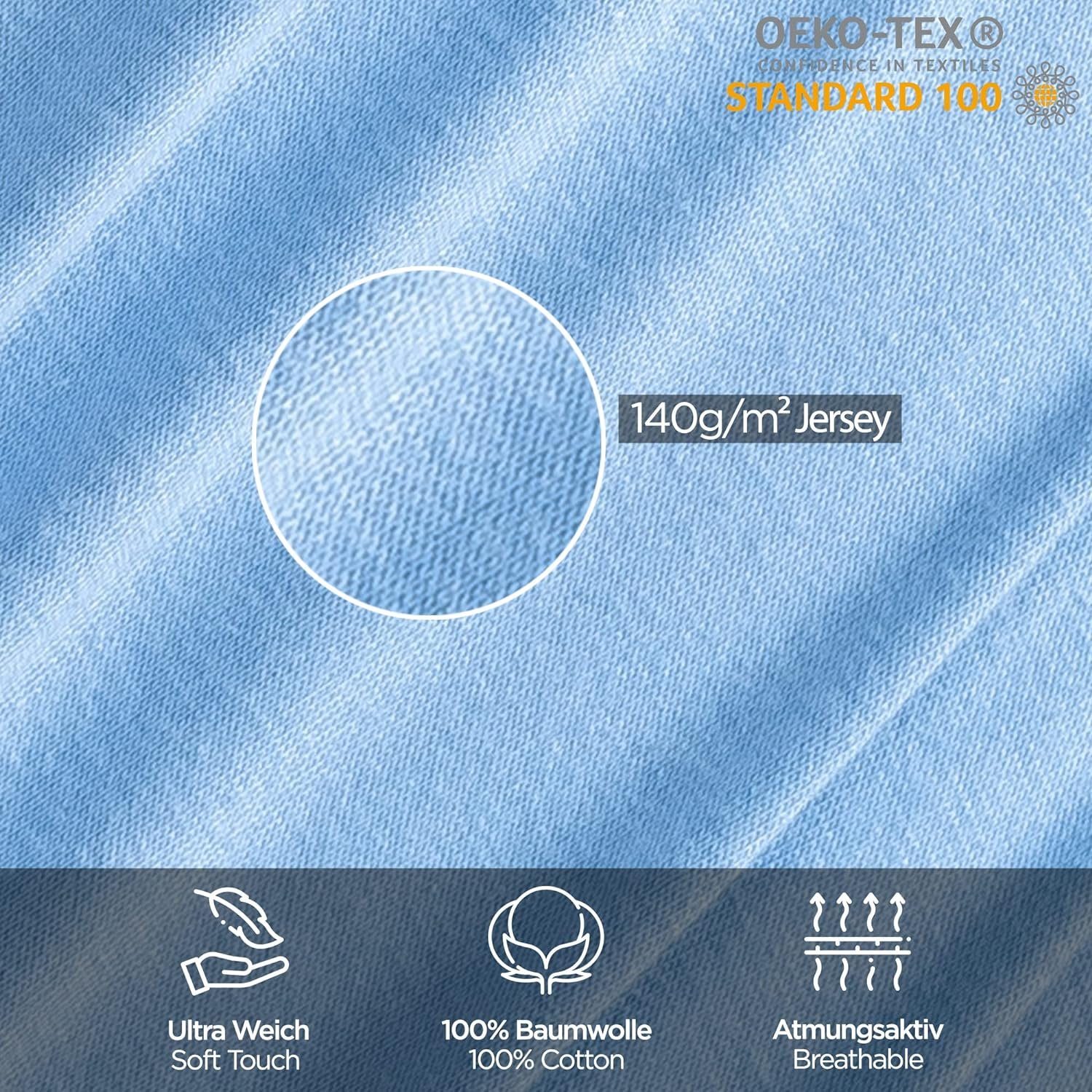 livessa Bettbezug Bettbezug Baumwolle Jersey Bettwäsche Allergiker Reißverschluss, (1 St), 100% Baumwolle Single-Jersey 140 g/m² weich & atmungsaktiv – Bild 4 von 5