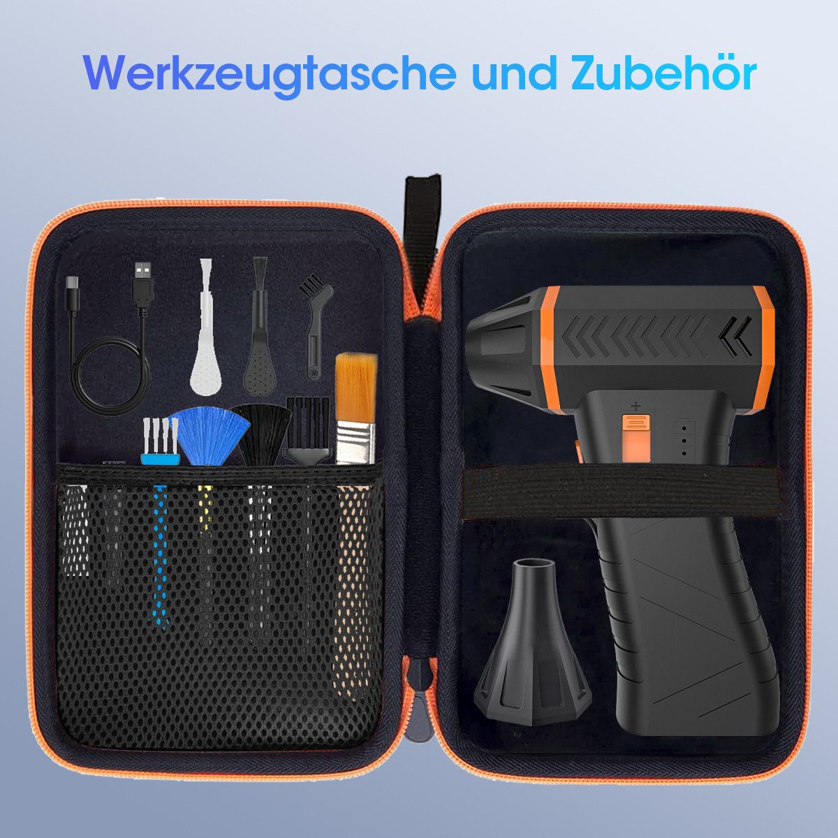 FOSMET Handstaubsauger Electric Air Duster 300000 RPM Super Power Staubgebläse Druckluftspray, 200 W, Beutellos, Elektrischer Luftbläser mit 4-Stufen 300000 U/min Ergonomischer Griff