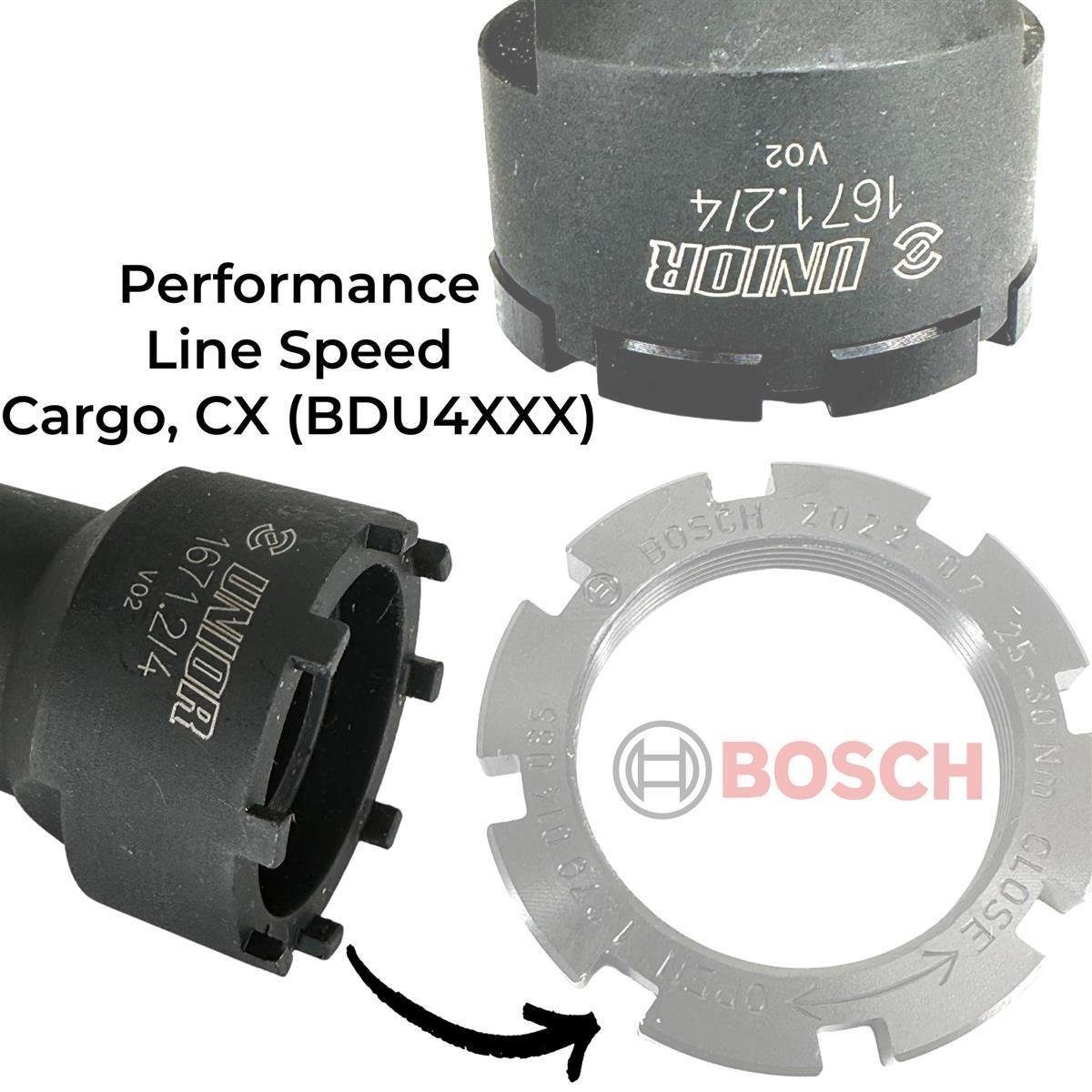 Unior bicycle assembly stand, Unior lockring tool, chainring tool for e-bikes with Bosch and Brose motors