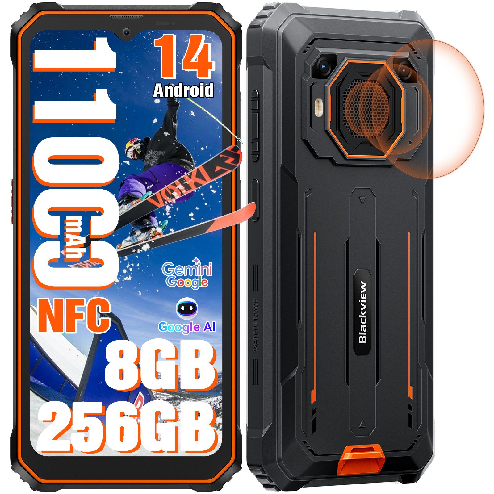 blackview BV6200Plus(8+256) mit 98dB Lautsprecher AI Smartphone (6,56 Zoll, 16 MP Kamera, 11000mAh, 18 W, 98DB Lautsprecher, 90Hz, Ohne Vertrag)