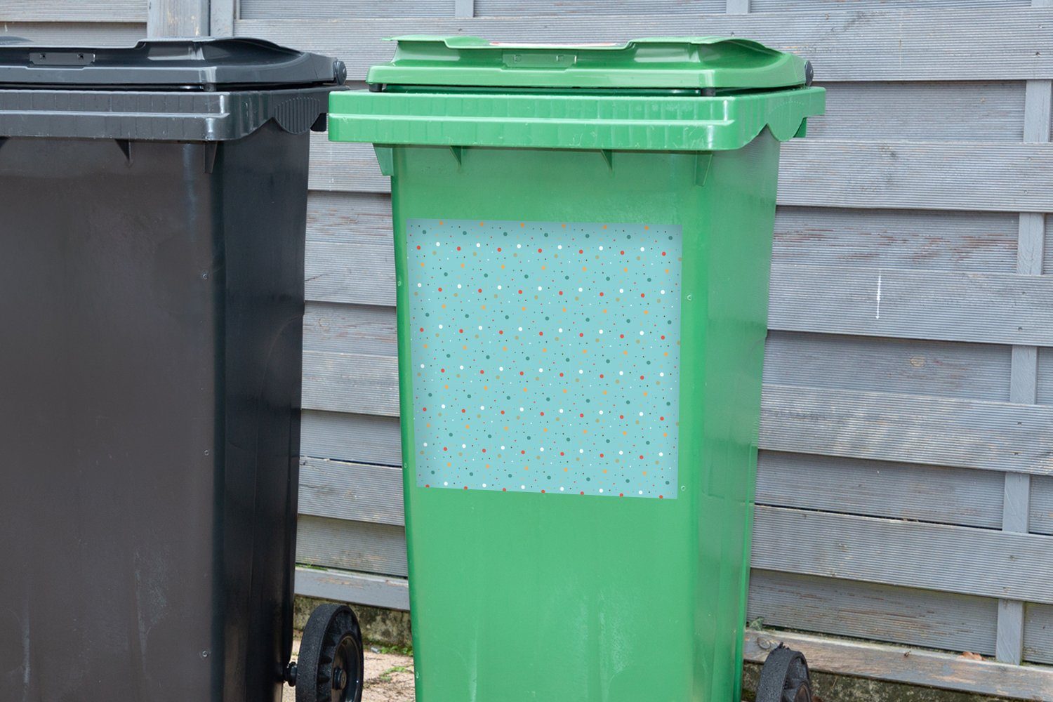 Wandsticker Abfalbehälter Container, Polka Sticker, Blau Mülltonne, - - (1 dots Muster MuchoWow Mülleimer-aufkleber, St),