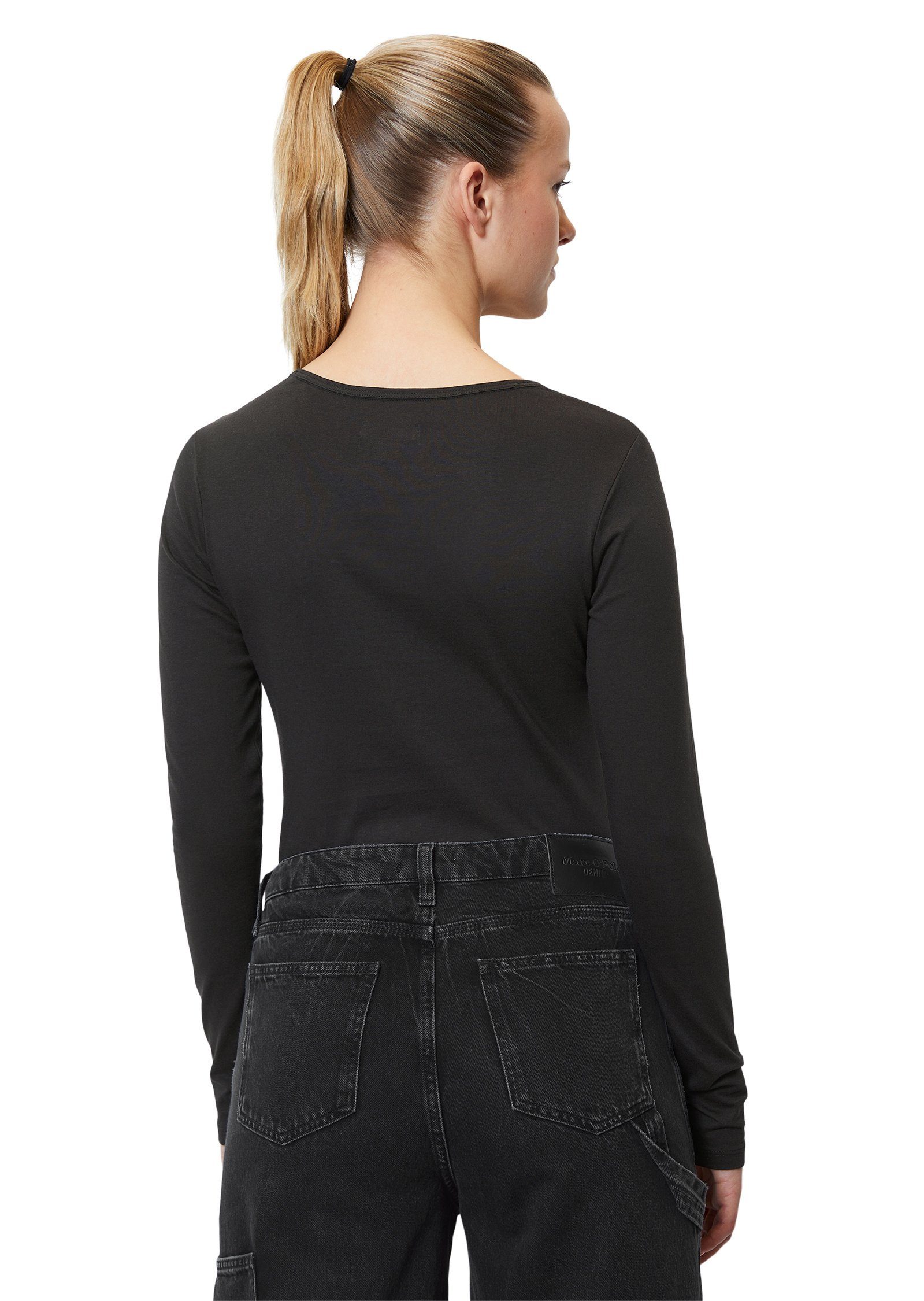 Marc O'Polo DENIM Langarmshirt aus schwarz Basic-Single-Jersey