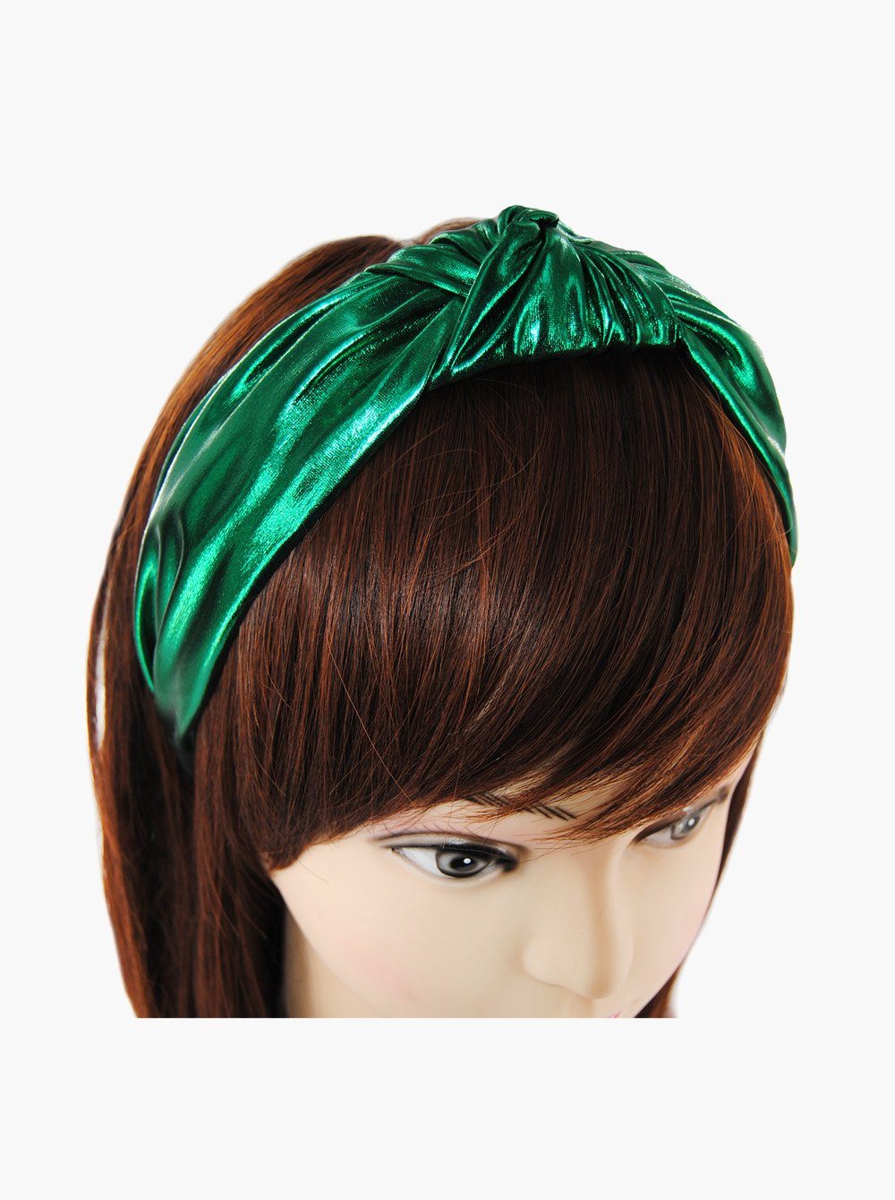 axy Haarreif Haareifen mit Knoten Vintage Haarband Damen Metallic-Optik, Grün Breiter Haarreif