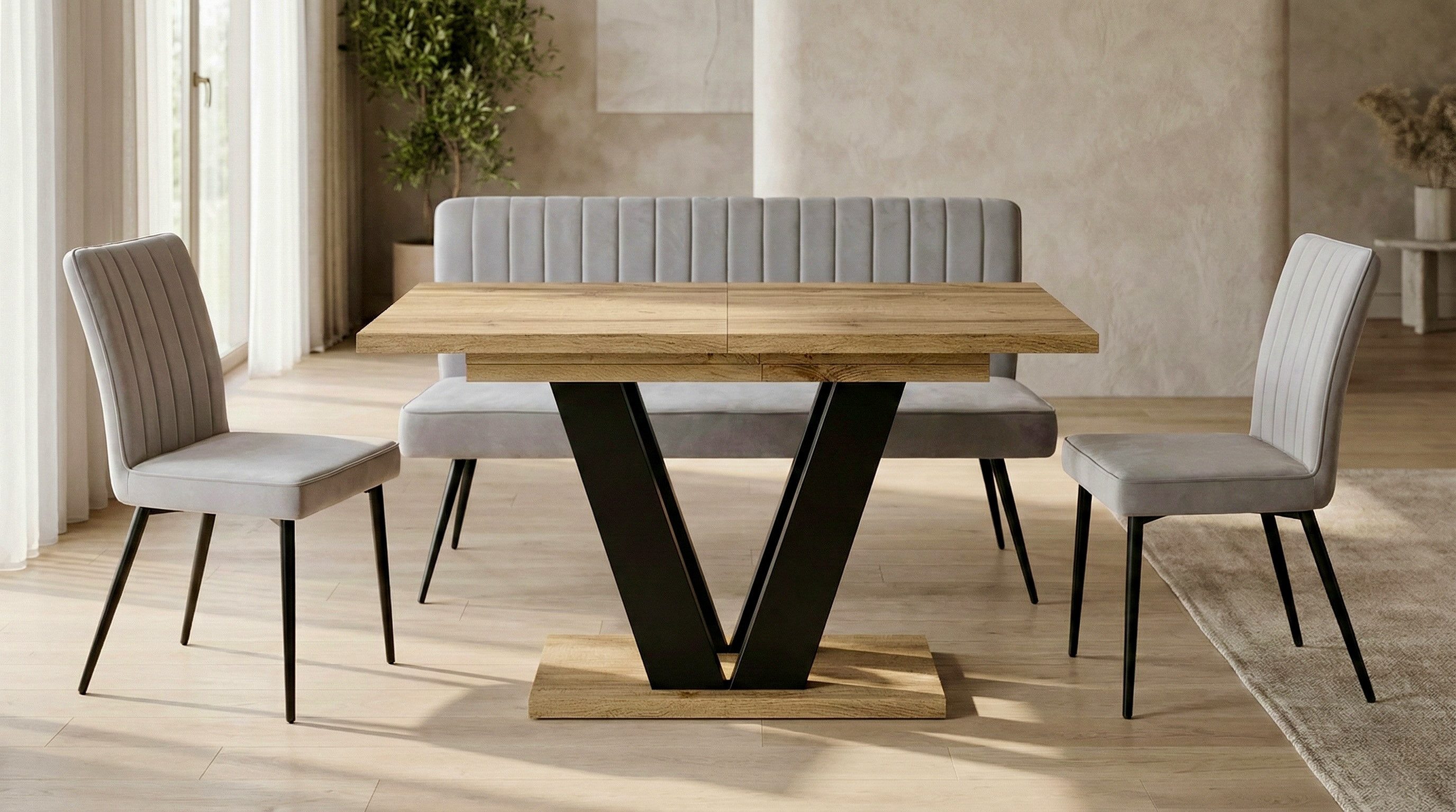 Endo-Moebel Essgruppe Essgruppe mit Sitzbank Rückenlehne, 2 oder 4 Stühle Farbauswahl, (4-tlg)