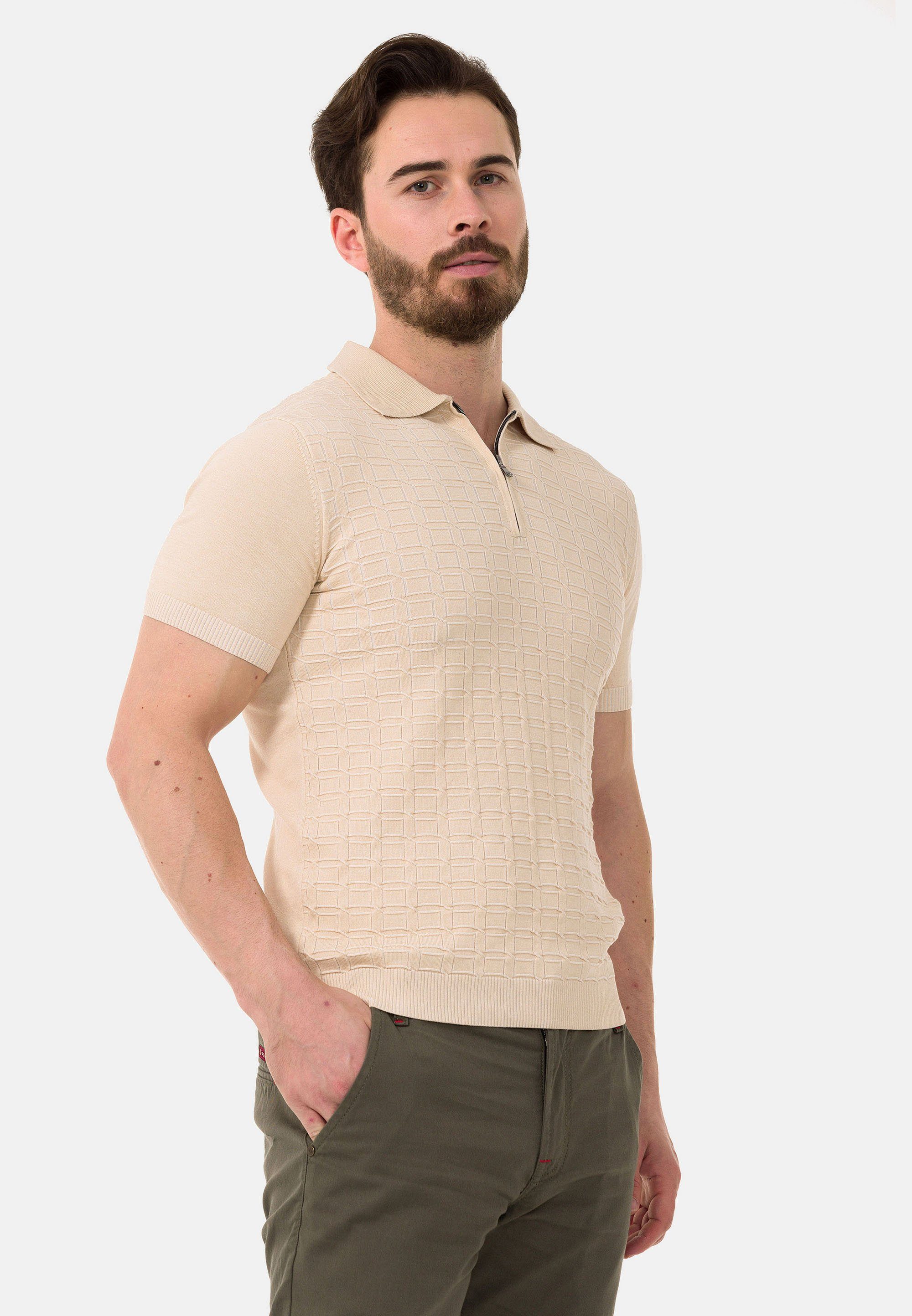 bequemem Reißverschluss & mit Baxx Poloshirt Cipo beige