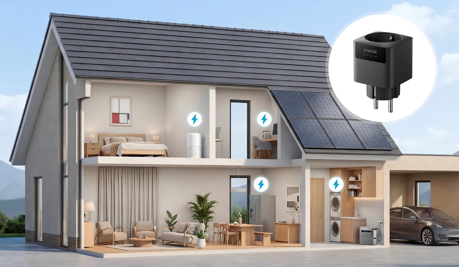 Anker Balkonkraftwerk Anker SOLIX Smart Plug Gen 2 für Solarbank 2/3/4 Pro/Max AC, Intelligenter,WLAN,Bluetooth,Stecker