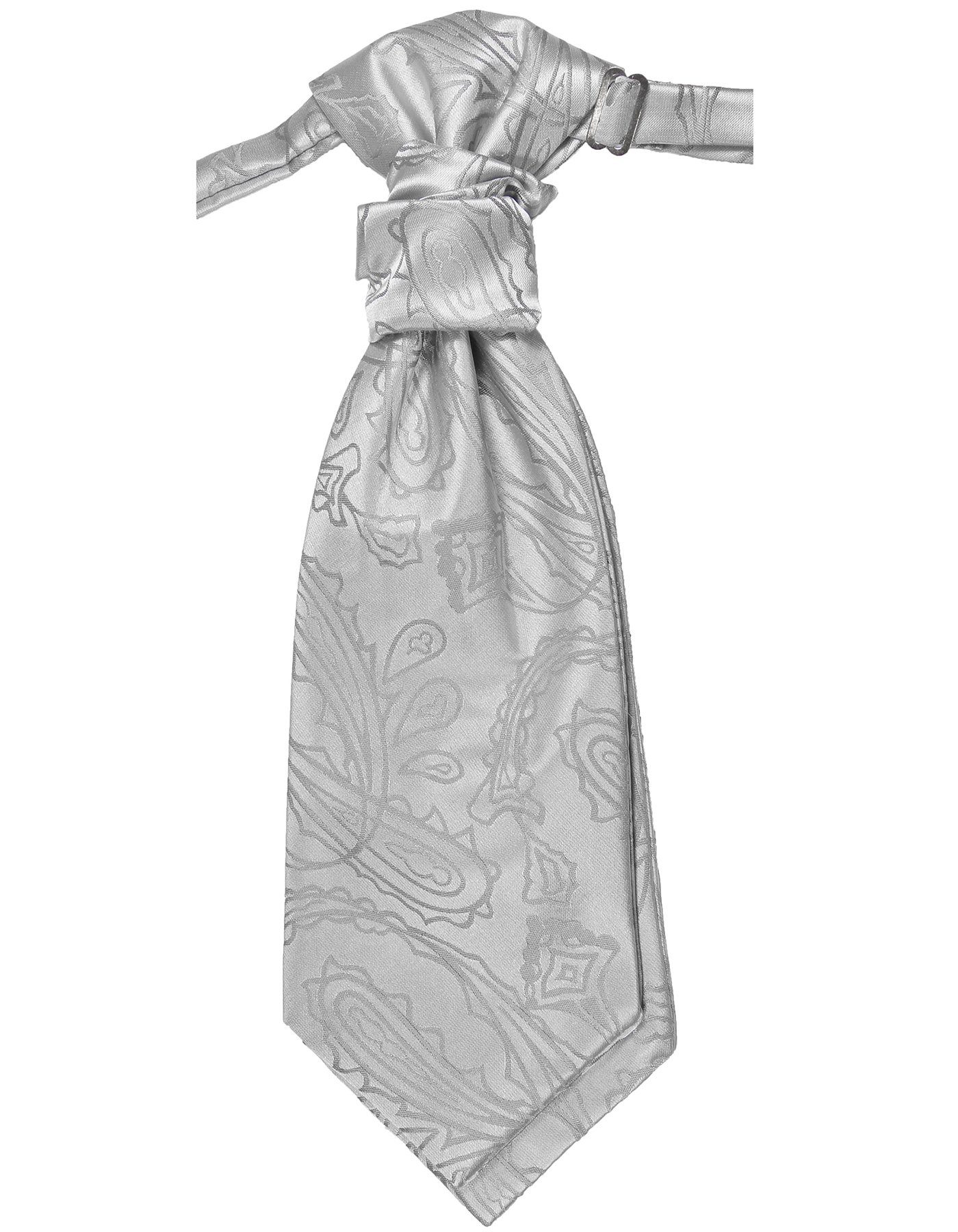 Paul Malone Krawatte Elegantes Herren Plastron barock Hochzeitskrawatte - vorgebunden silber v3