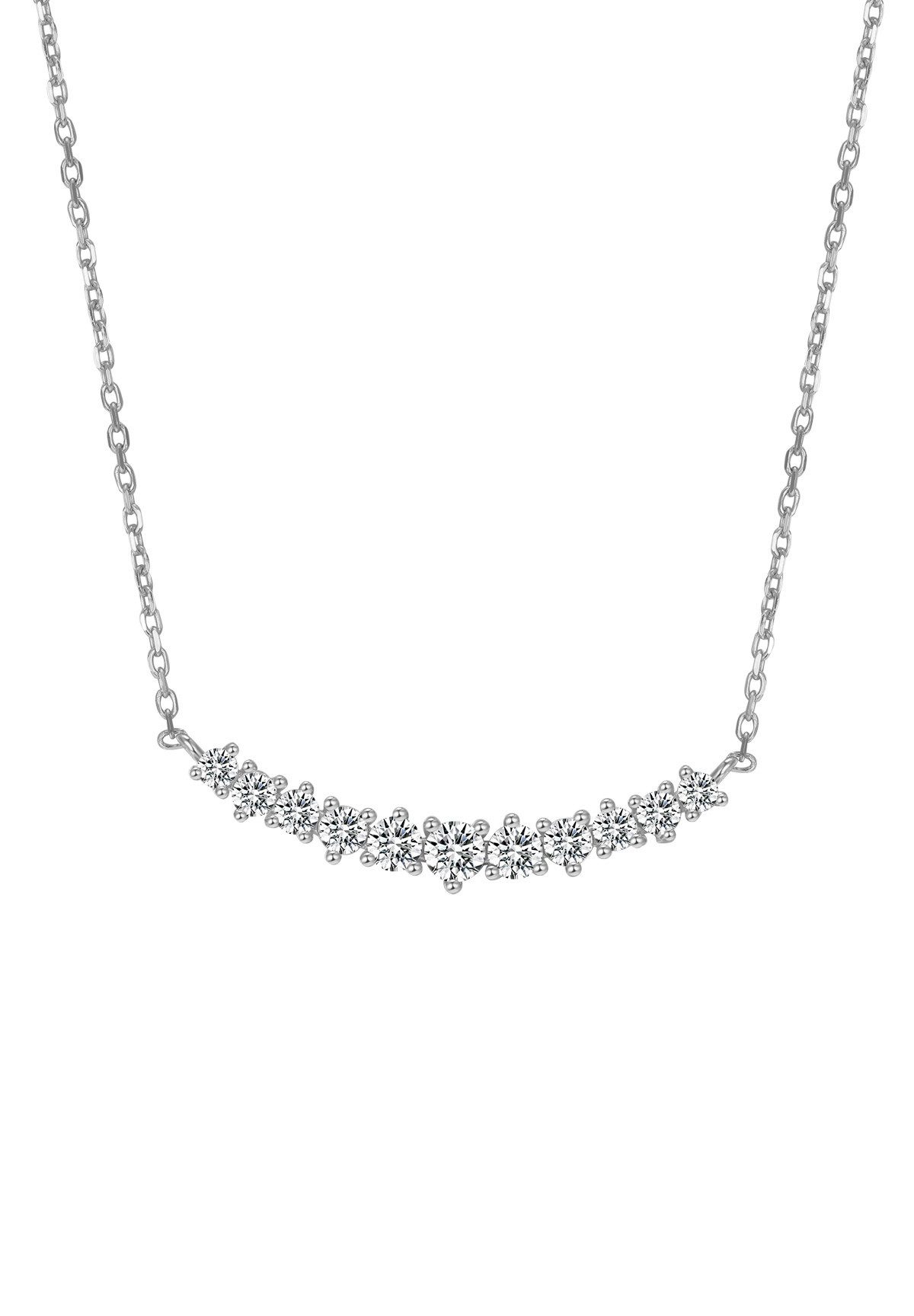 Hey Happiness Collier Tenniskette Herz/Runde Kristalle, zur Auswahl, Schicke 925 Silber Damen Ketten Zirkonia, Brautschmuck