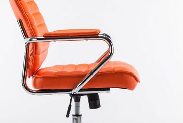 TPFLiving Bürostuhl Rocket V2 mit bequemer Rückenlehne - höhenverstellbar und 360° drehbar (Schreibtischstuhl, Drehstuhl, Chefsessel, Bürostuhl XXL), Gestell: Metall chrom - Sitz: Kunstleder orange