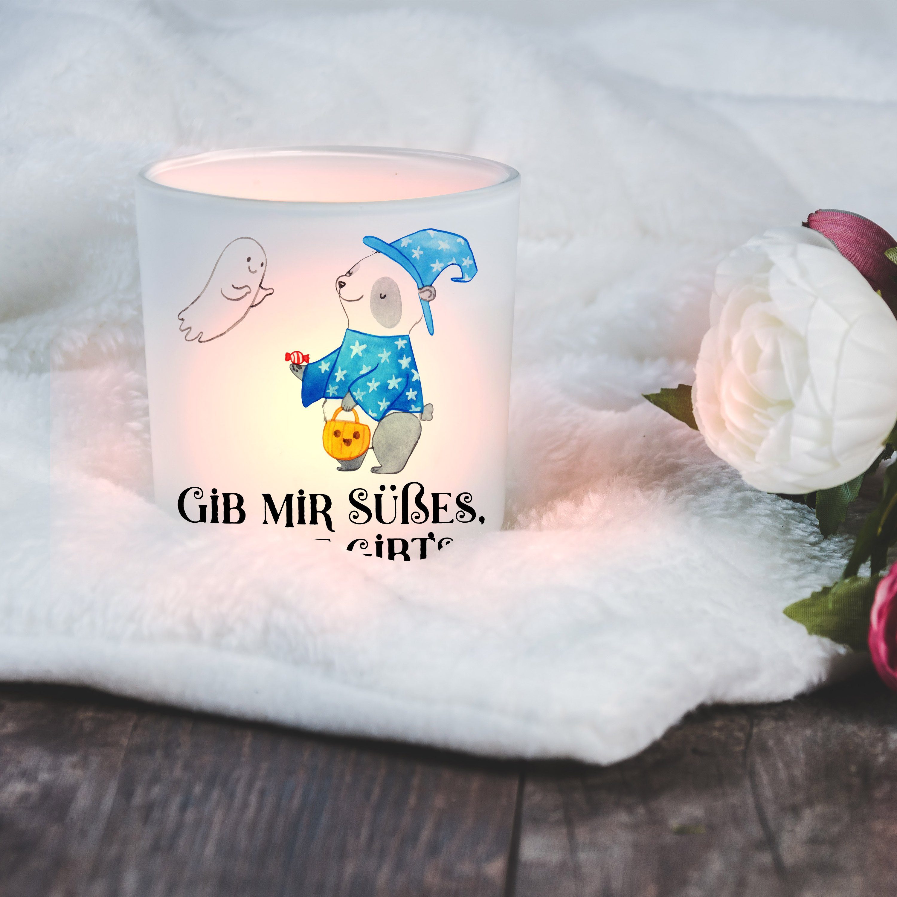 Mr. & Mrs. Teelichtglas, Panda Zauberer St) Geschenk, Glas Windlicht (1 Panda Transparent Windlicht - 