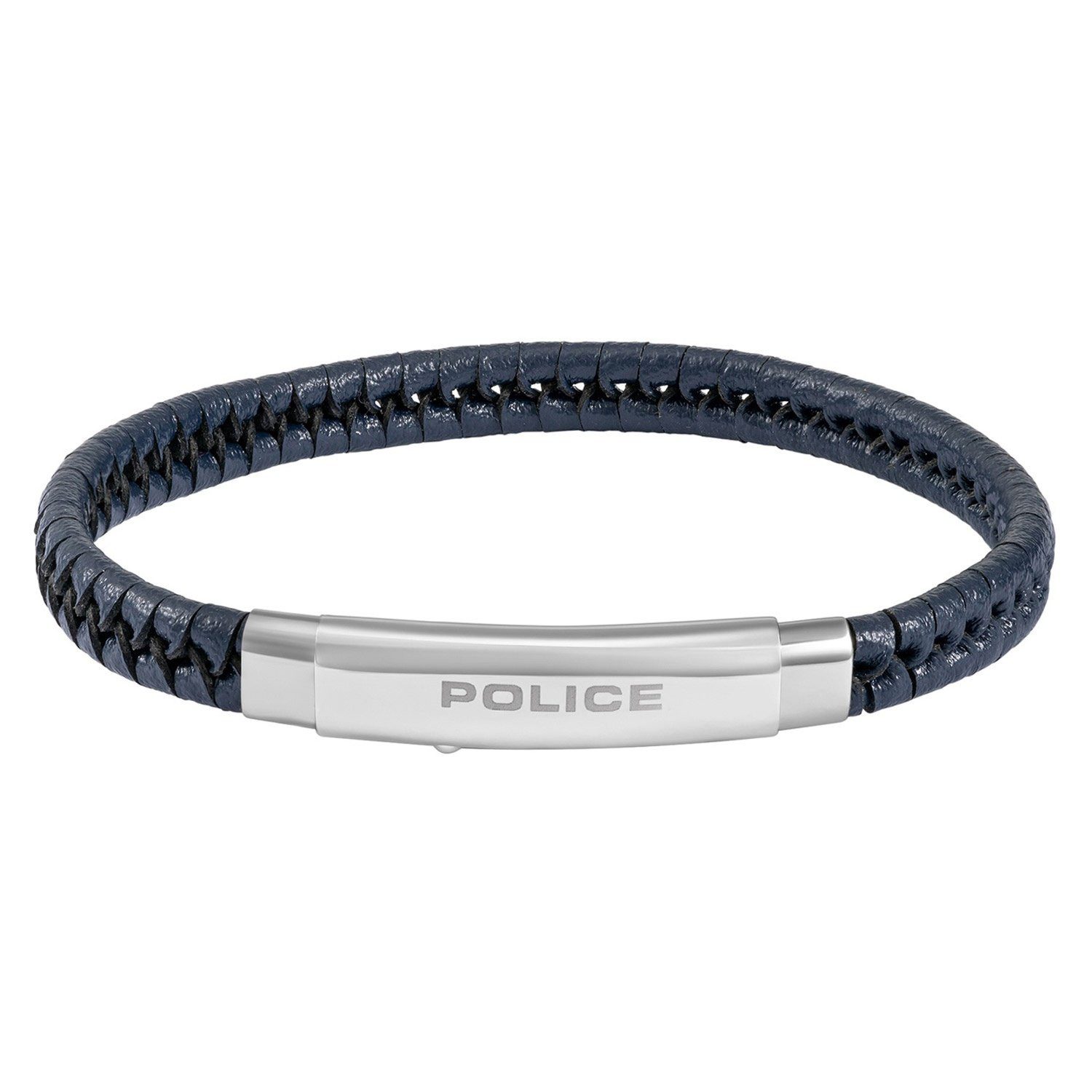 Police Edelstahlarmband HerrenIndy II Leder Dunkelblau