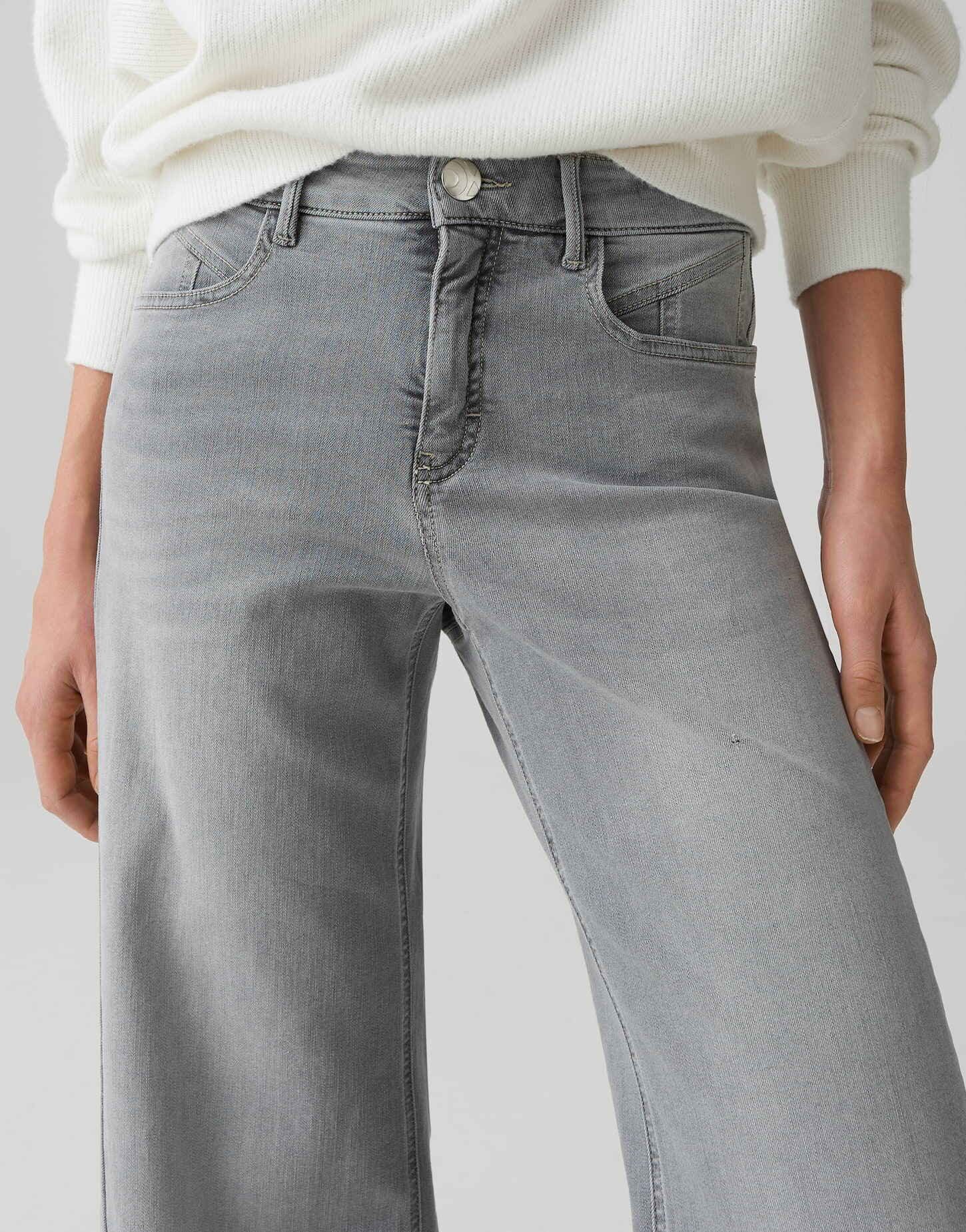OPUS PANTS Palazzohose MELLY COOLEST Palazzo aus BCI Cotton Mix Mid Rise verdeckter Zip-Fly, weicher Griff, authentische Waschung