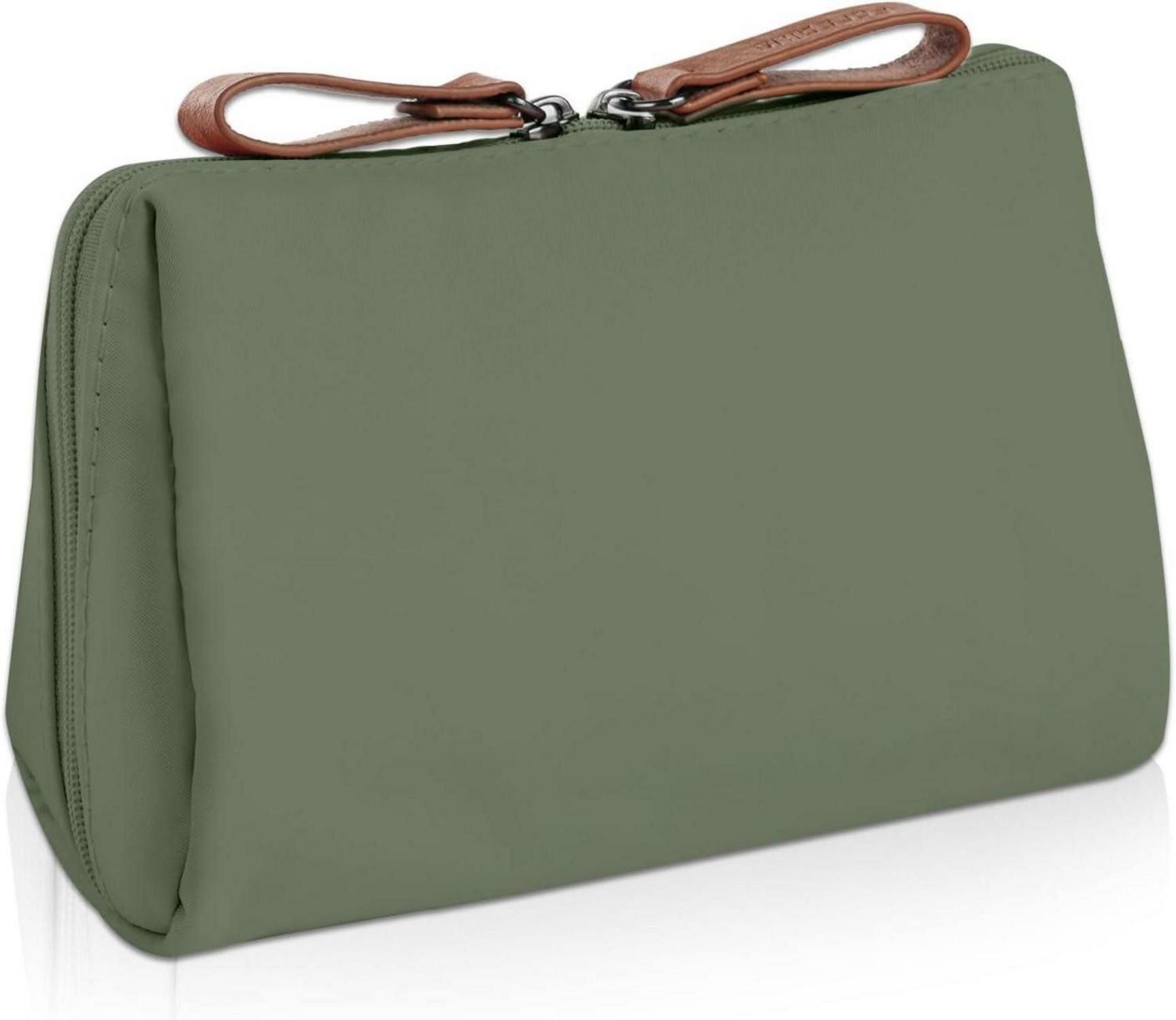 LuxusKollektion Kosmetiktasche Kosmetiktasche mit 5 Fächern und Doppelreißverschluss Grün