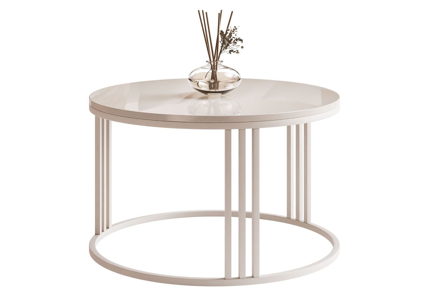 Lookway Couchtisch LORI HOCHGLANZ, runder Couchtisch mit kaschmirfarbenem G günstig online kaufen