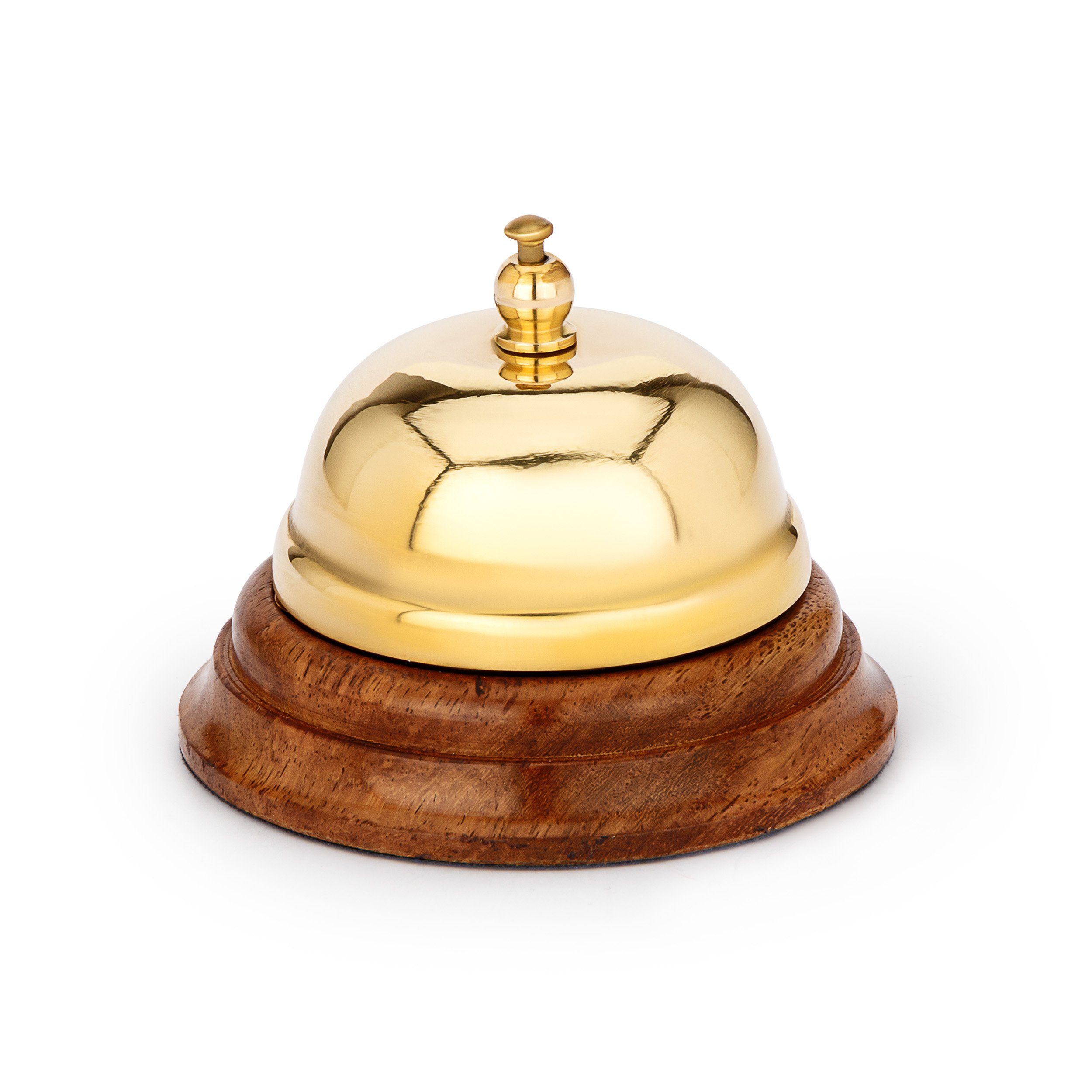 NKlaus Dekofigur Maritim Tresenglocke aus Messing massiv gold mit Holzsockel 8x6cm Tis, Made in Germany