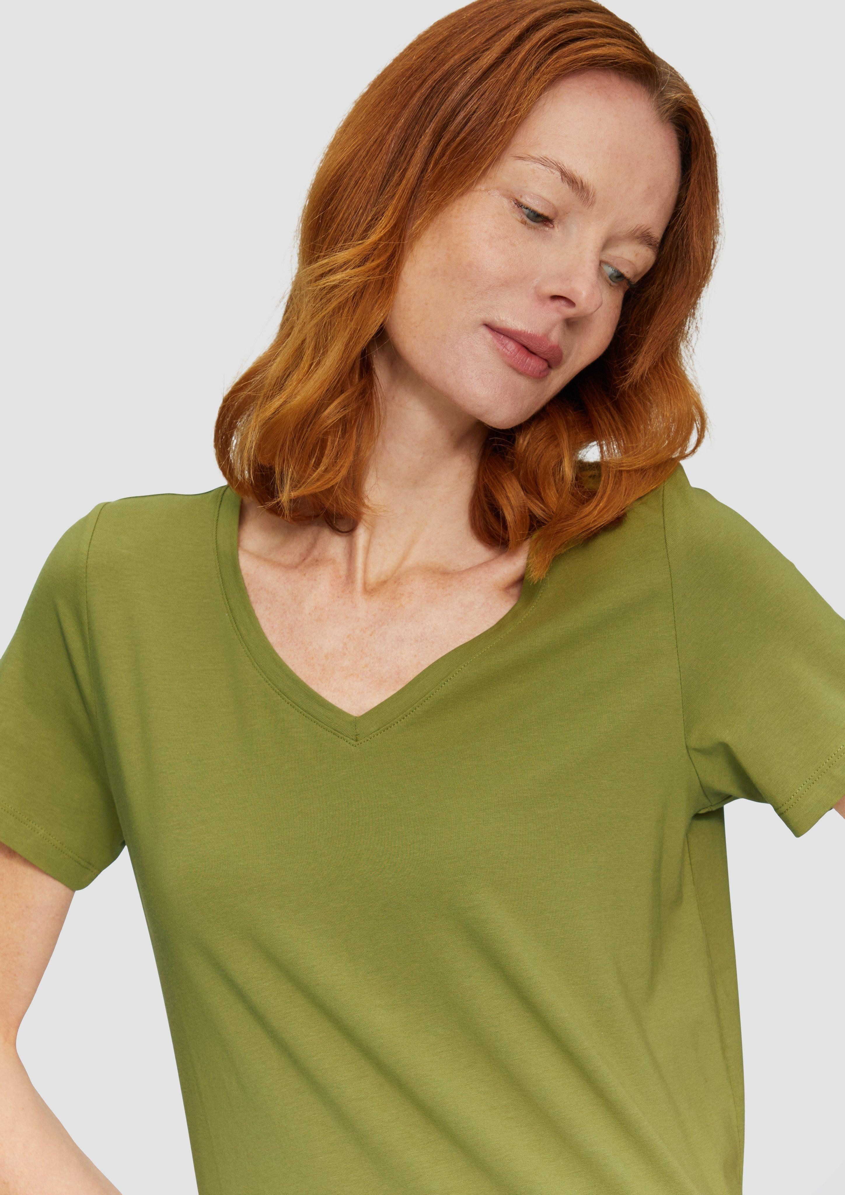 s.Oliver Kurzarmshirt T-Shirt mit V-Ausschnitt günstig online kaufen