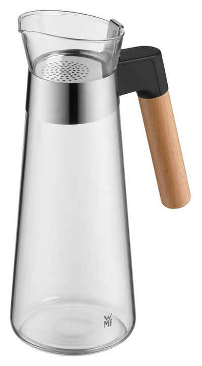 WMF Wasserkaraffe KINEO, 1 Liter, Glas, Cromargan Edelstahl 18/10, (1-tlg), mit Siebeinsatz und Holzgriff