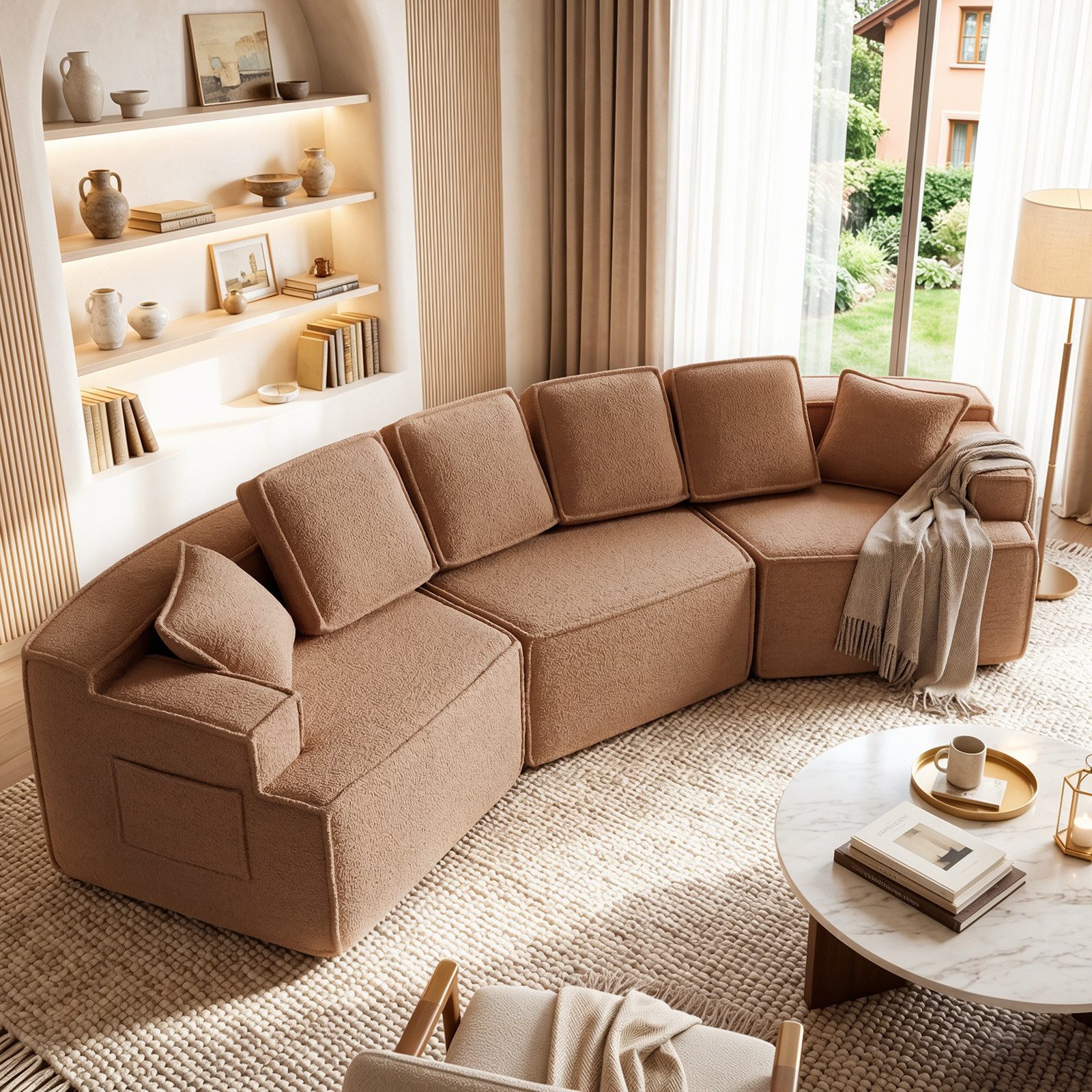 COMHOMA Sofa modulares Schlafsofa, Polstersofa, 3-Sitzer Sofa, Sektionscouch, Keine Montage erforderlich, mit Aufbewahrungstasche, schlaffunktion