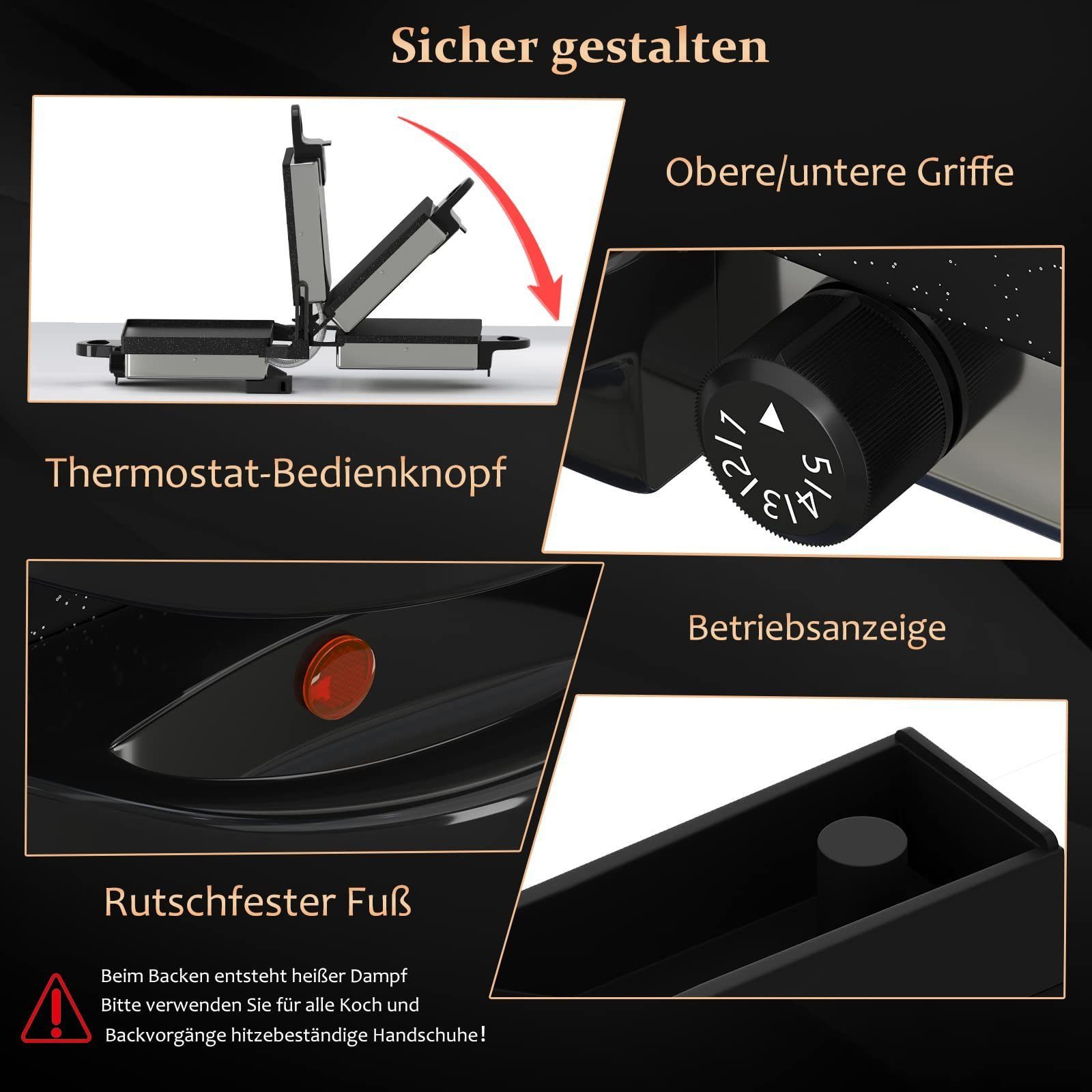 Scheffler Kontaktgrill Kontaktgrill Optigrill Elektrogrill 3 in 1 Multigrill 2000W Grill, 2000,00 W, Antihaftbeschichtet, Edelstahl Tischgrill mit Grill