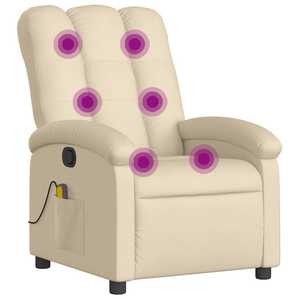 vidaXL Sessel Massage-Relaxsessel, cremefarbener Stoff (1-St) günstig online kaufen