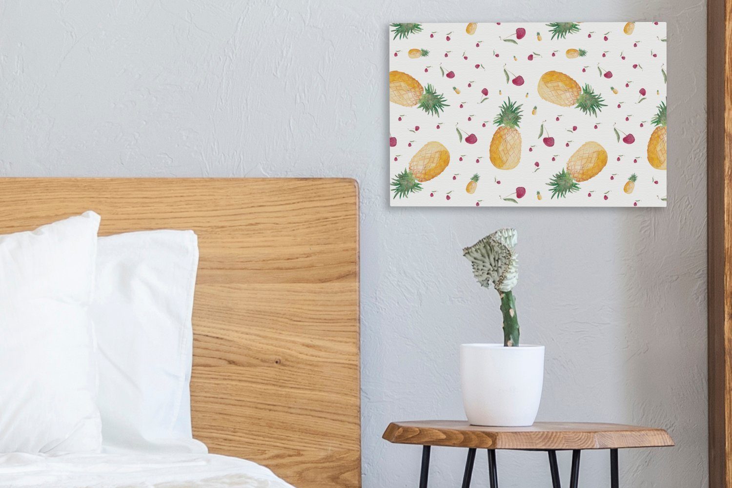 OneMillionCanvasses® Leinwandbild Obst - Wanddeko, 30x20 (1 Wandbild - cm Aufhängefertig, St), Leinwandbilder, Aquarell Weiß