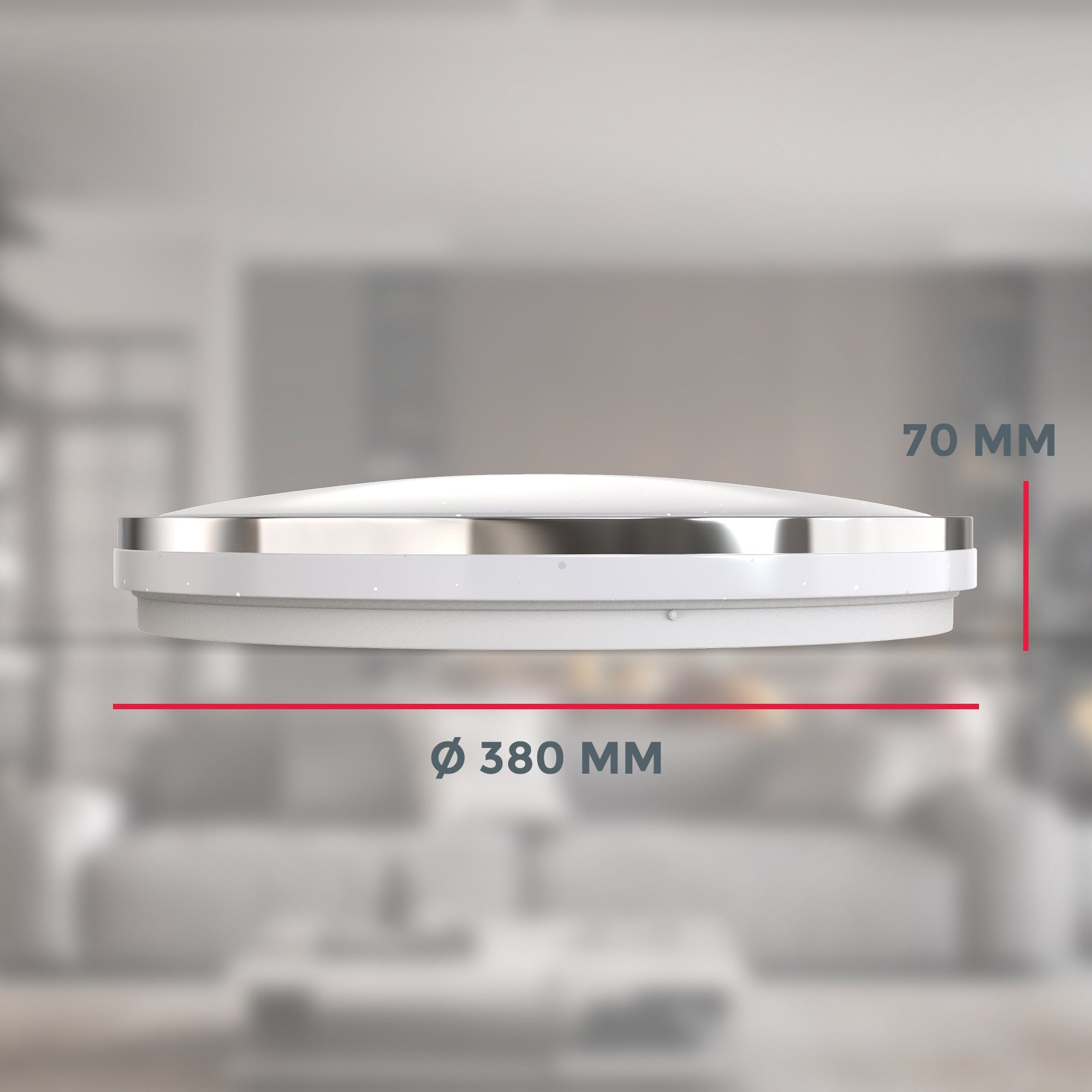 4.000K, LED integriert, 24W, fest Ø38cm, Neutralweißes B.K.Licht Licht, Deckenlampe, Sternendekor, Deckenleuchte mit LED Lm, LED Neutralweiß, Kinderzimmerleuchte 2.200 BK_DL1305 Chromring,