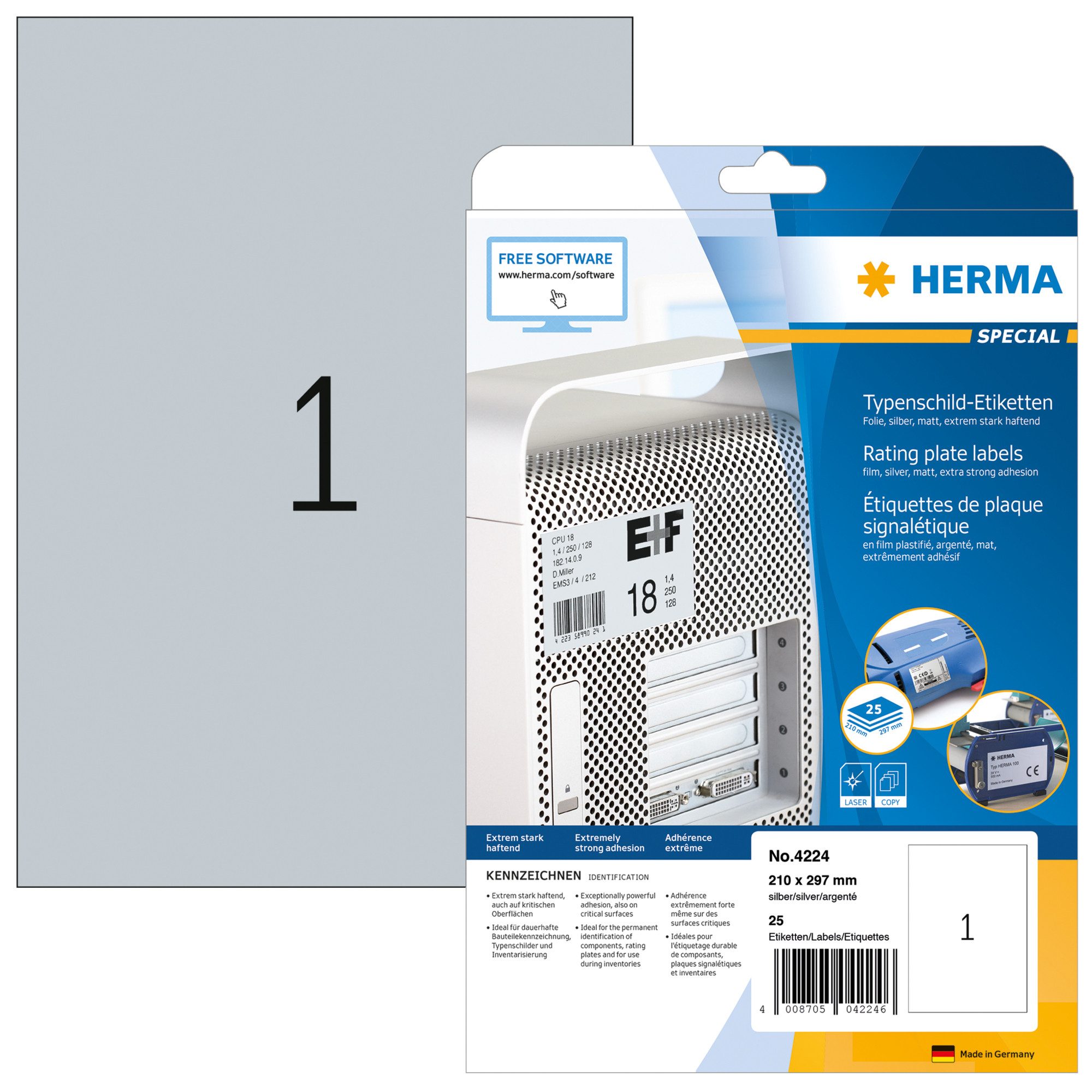 HERMA Etikett Herma Ярлыки Typenschild stark haftend 210 x 297 mm wetterfest