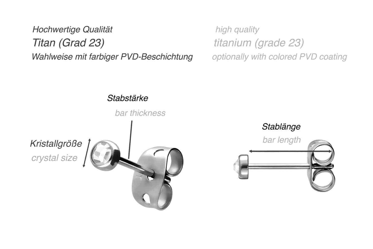 FILANGO Single-Ohrstecker Titan Ohrstecker FLACHER KRISTALL günstig online kaufen