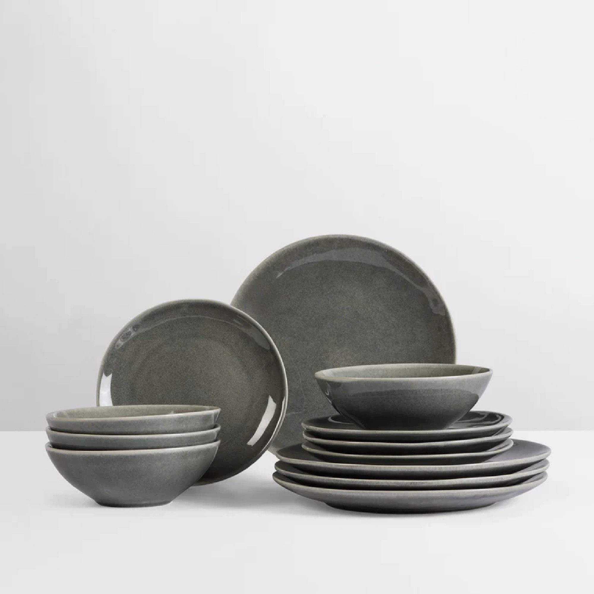 Broste Copenhagen Geschirr-Set Broste Copenhagen Nordic Rain Geschirsets mittag für vier, 4 Personen, Steinzeug