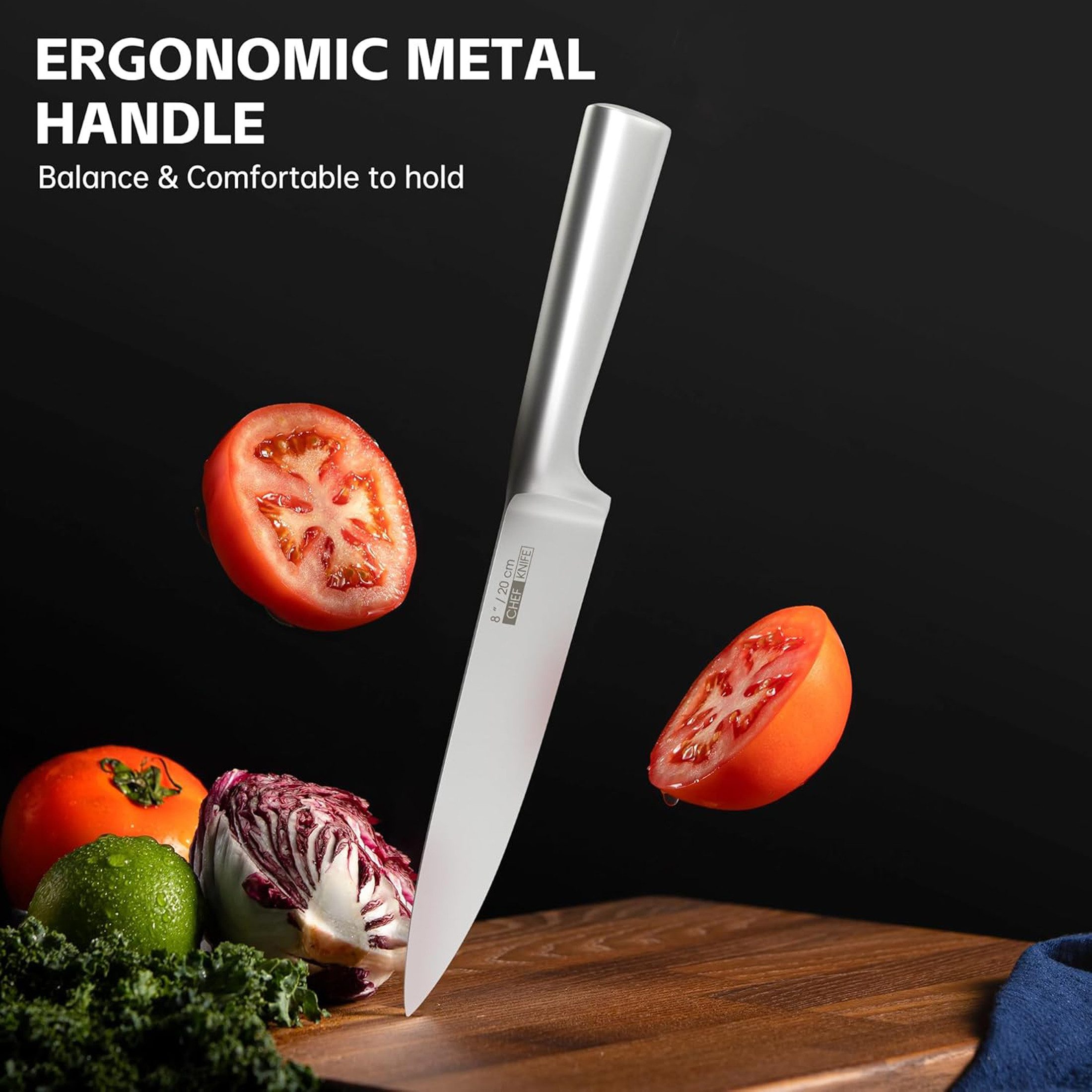 ibettertec Kochmesser Messer Set 5-tlg,  Profi Küchenmesser Set aus Edelstahl, mit Santoku, Kochmesser, Brotmesser, Universalmesser, Gemüsemesser