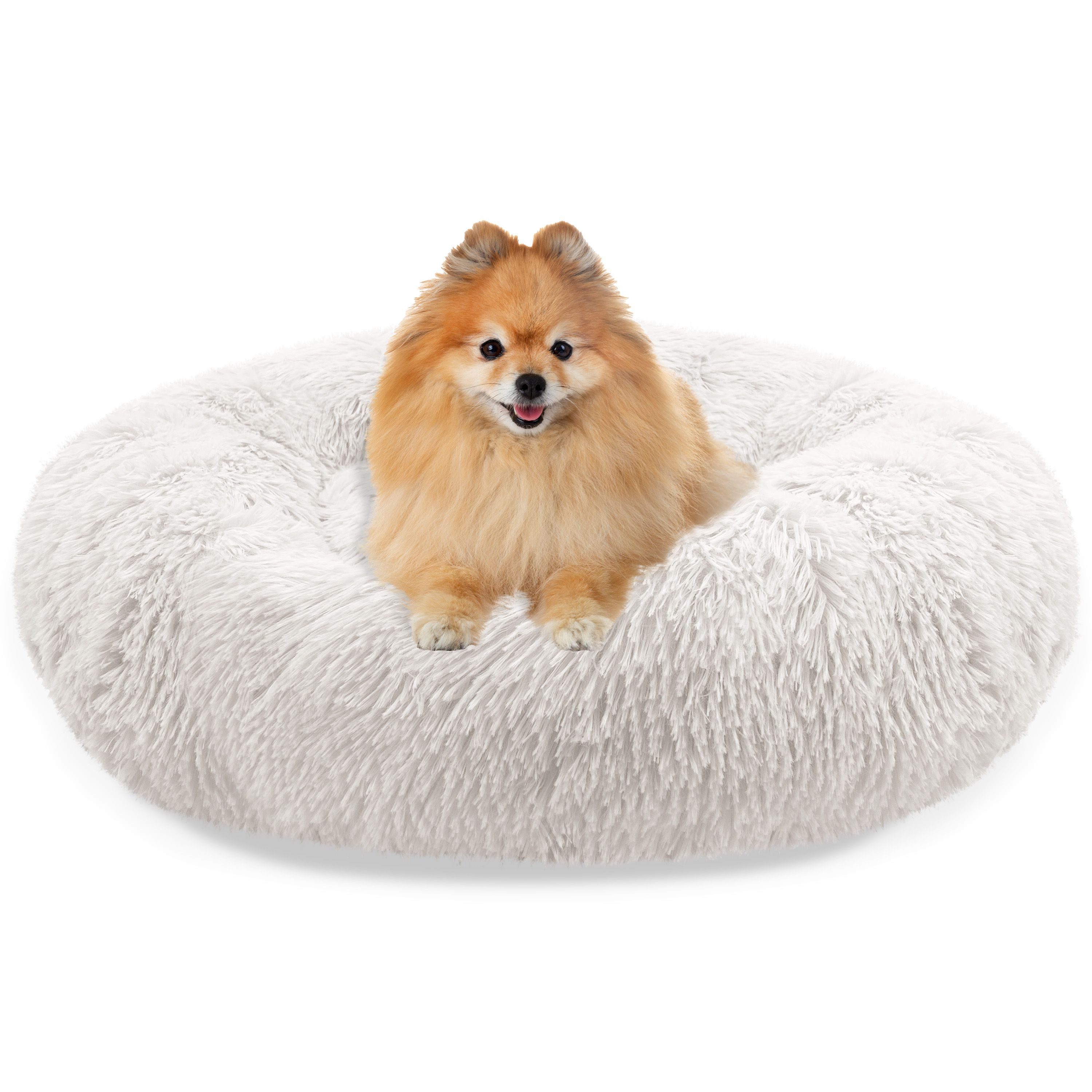Bluzelle Tierbett Premium Hundebett Hundekissen Donut / Katzenbett Katzenkissen / XS, Flauschig Kuschelig Weiches Kunstfell, für Kleine Hunde / Hundekorb / Rund Waschbar Plüsch Kissen Tier Bett
