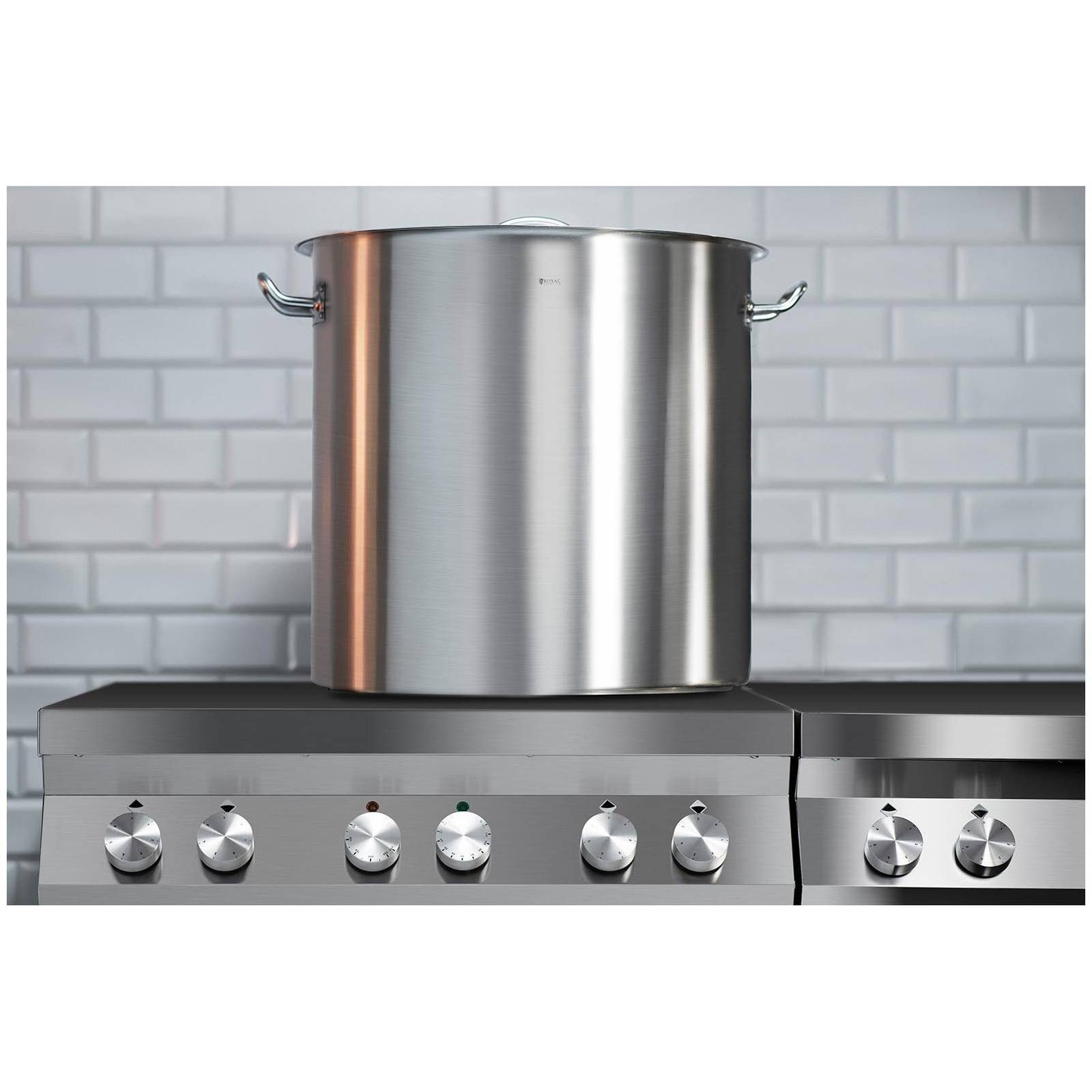 Royal Catering Kochtopf 98 l Induktion Supentopf Ø 50 x 55 cm Deckel Induktionstopf Edelstahl, Edelstahl, verschiedene Größen